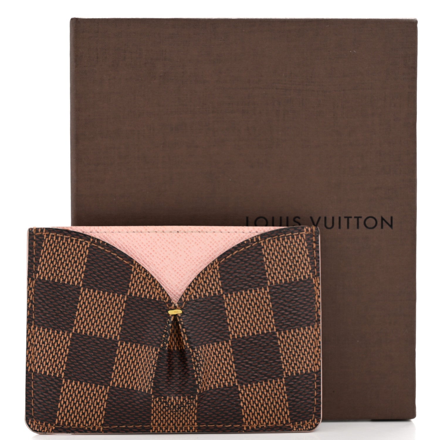 Damier Ebene Caissa Card Holder Rose Ballerine