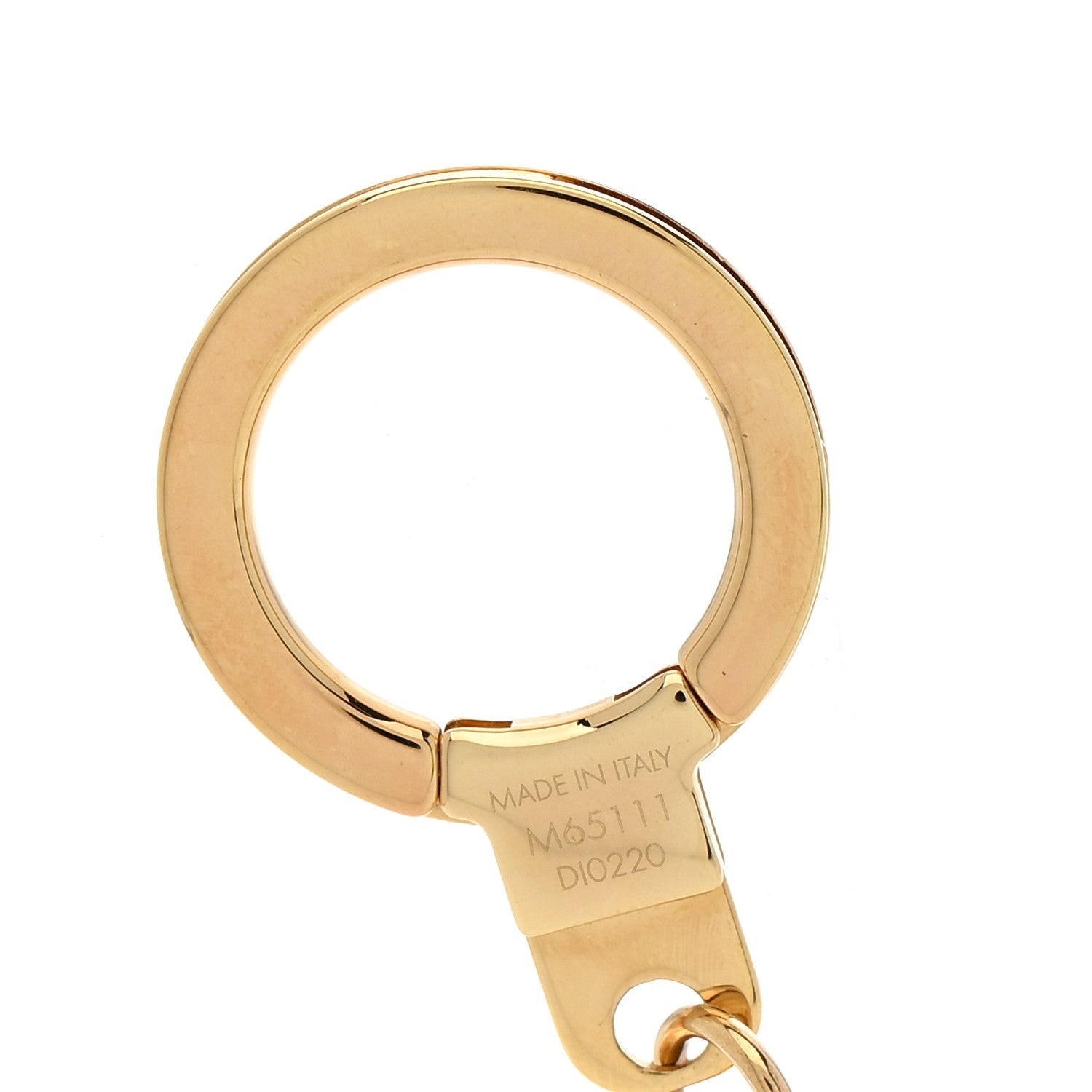 Brass Enamel Fleur De Monogram Bag Charm Chain Gold