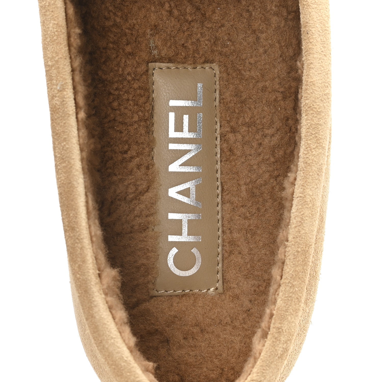 Suede Calfskin CC Loafers 37.5 Dark Beige