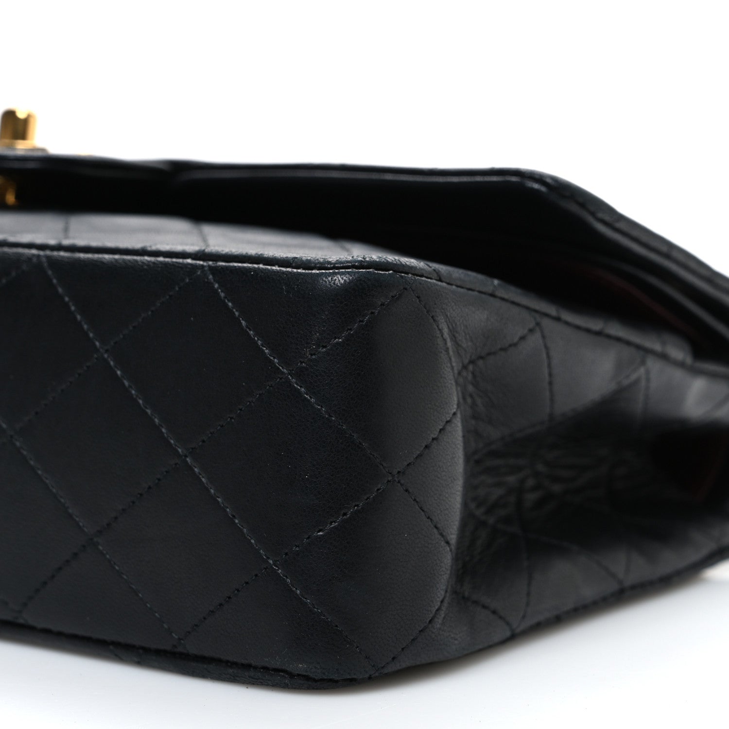 Lambskin Quilted Medium Double Flap Black