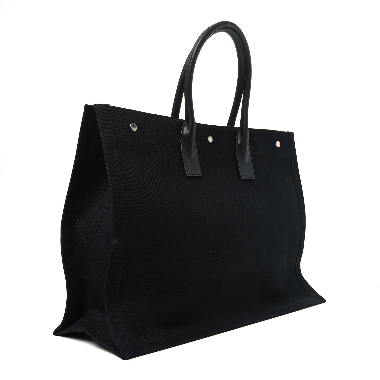 Linen Calfskin Rive Gauche Tote Black