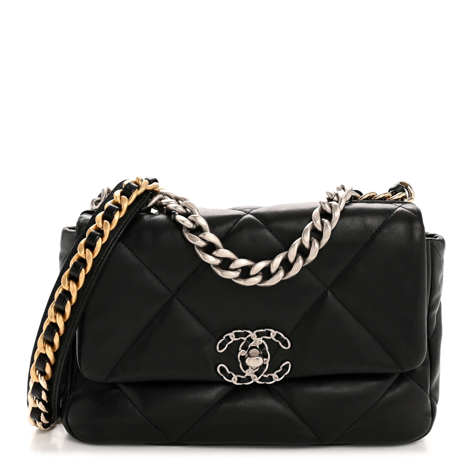 Lambskin Quilted Medium Chanel 19 Flap Black