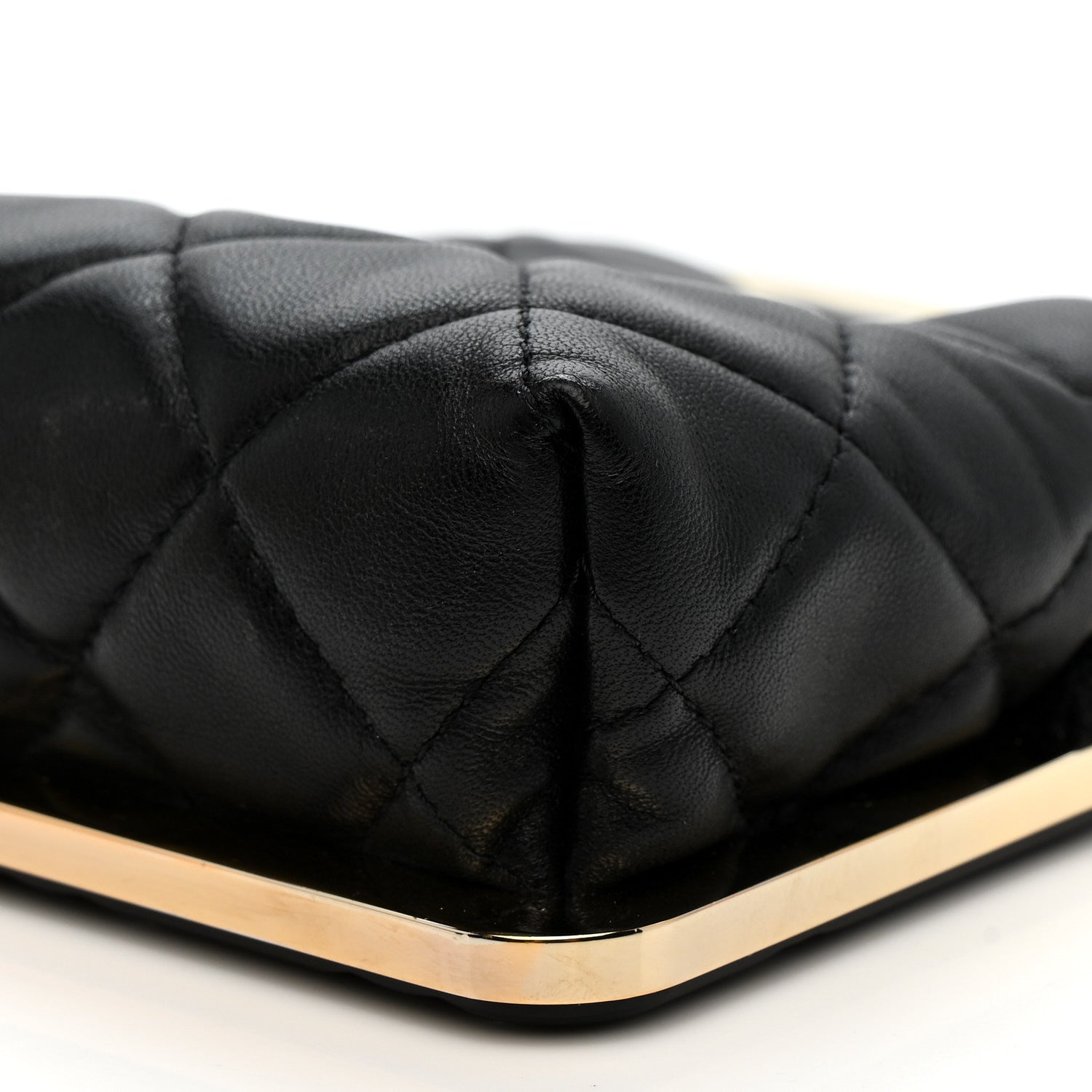 Lambskin Plexi Quilted CC Evening Clutch With Chain Black