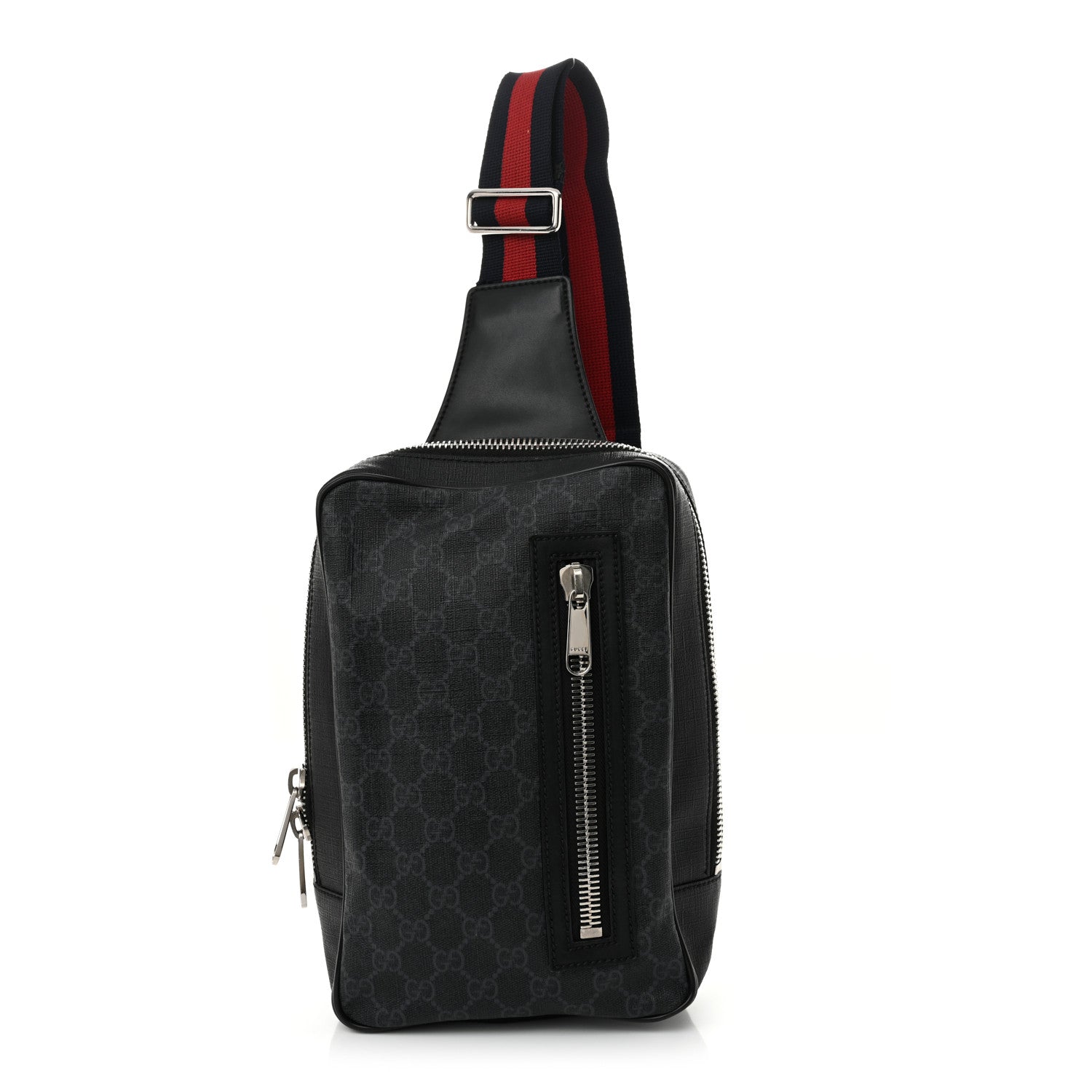 GG Supreme Monogram Web Belt Bag Black Grey