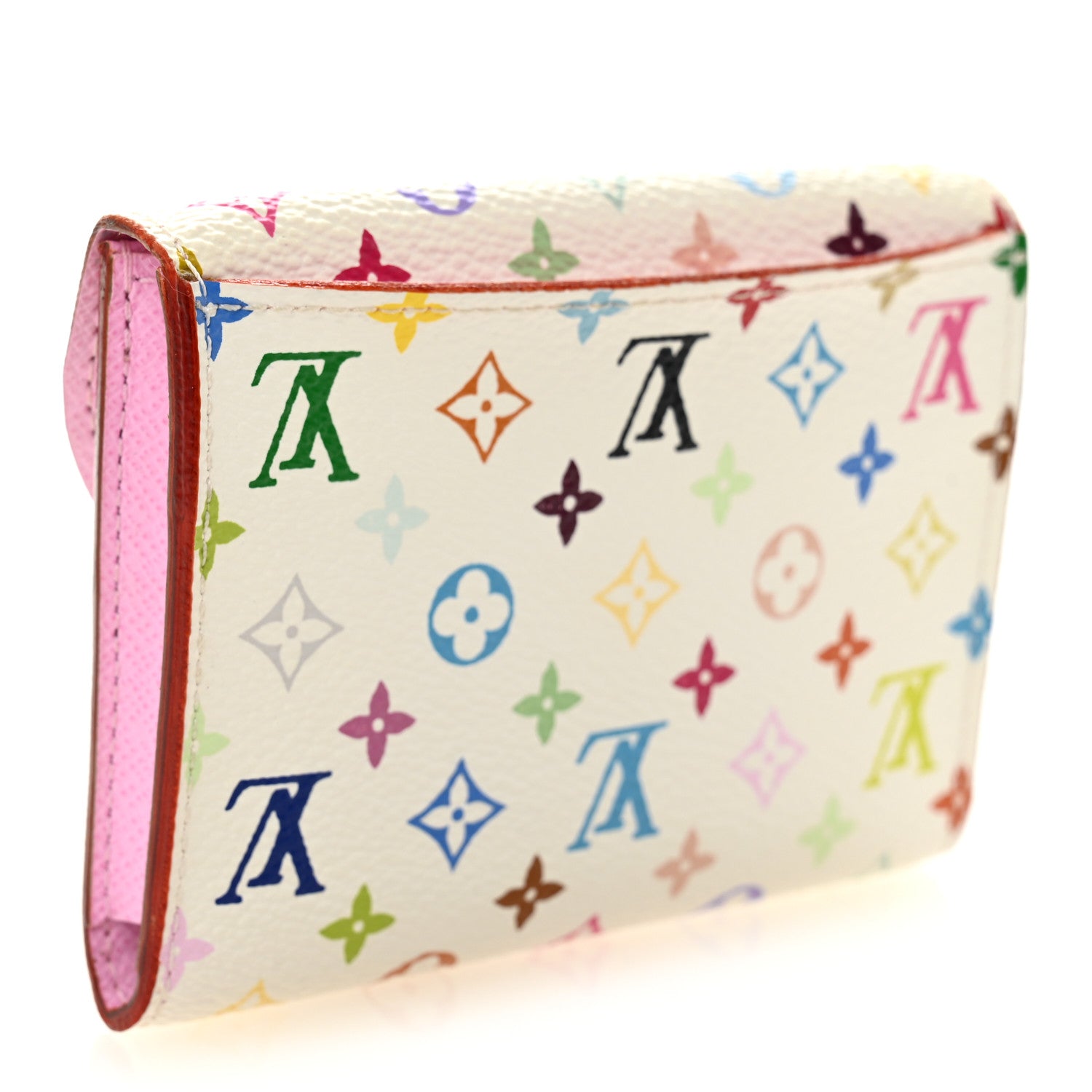 Monogram Multicolor Business Card Holder White Litchi