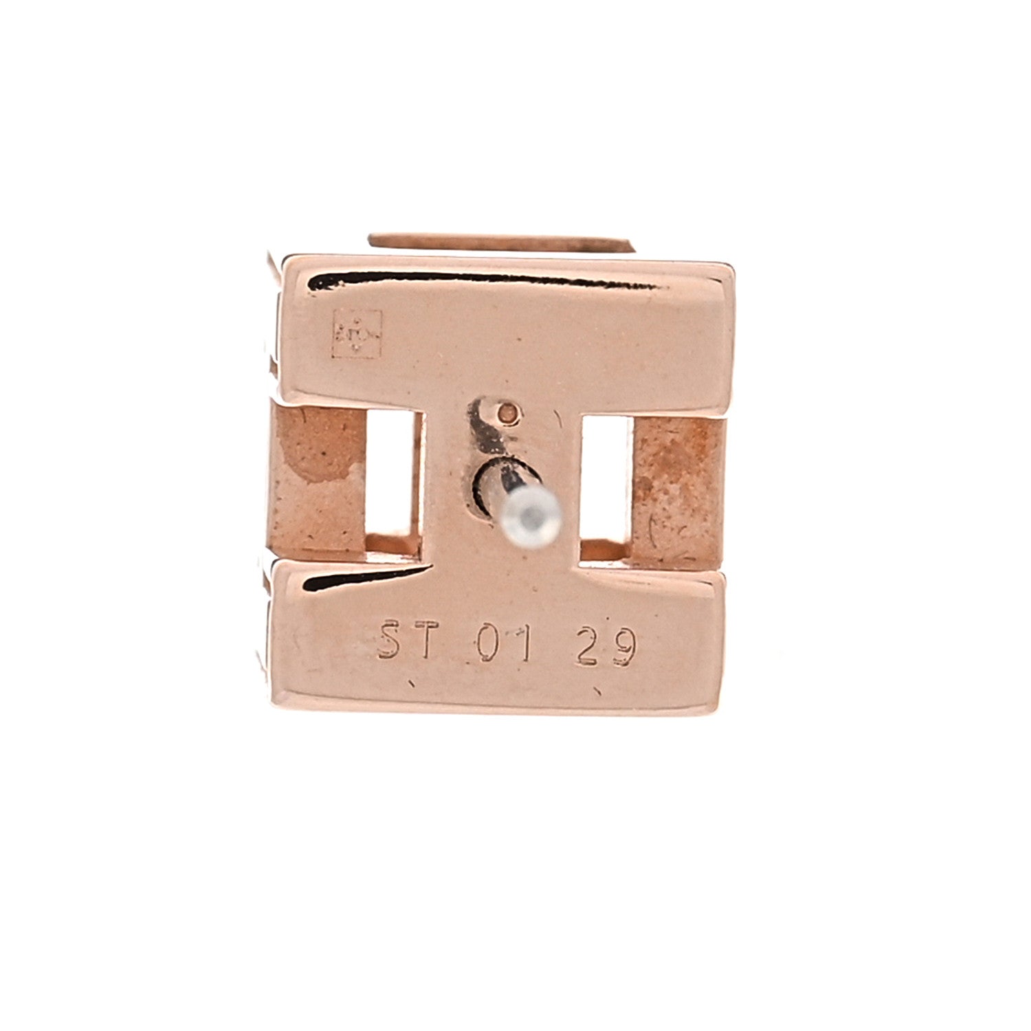 Rose Gold Lacquered Cage d'H Earrings White
