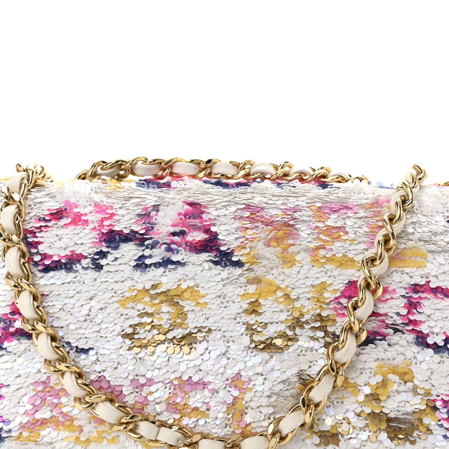 Sequin Logo CC Small Single Flap White Multicolor