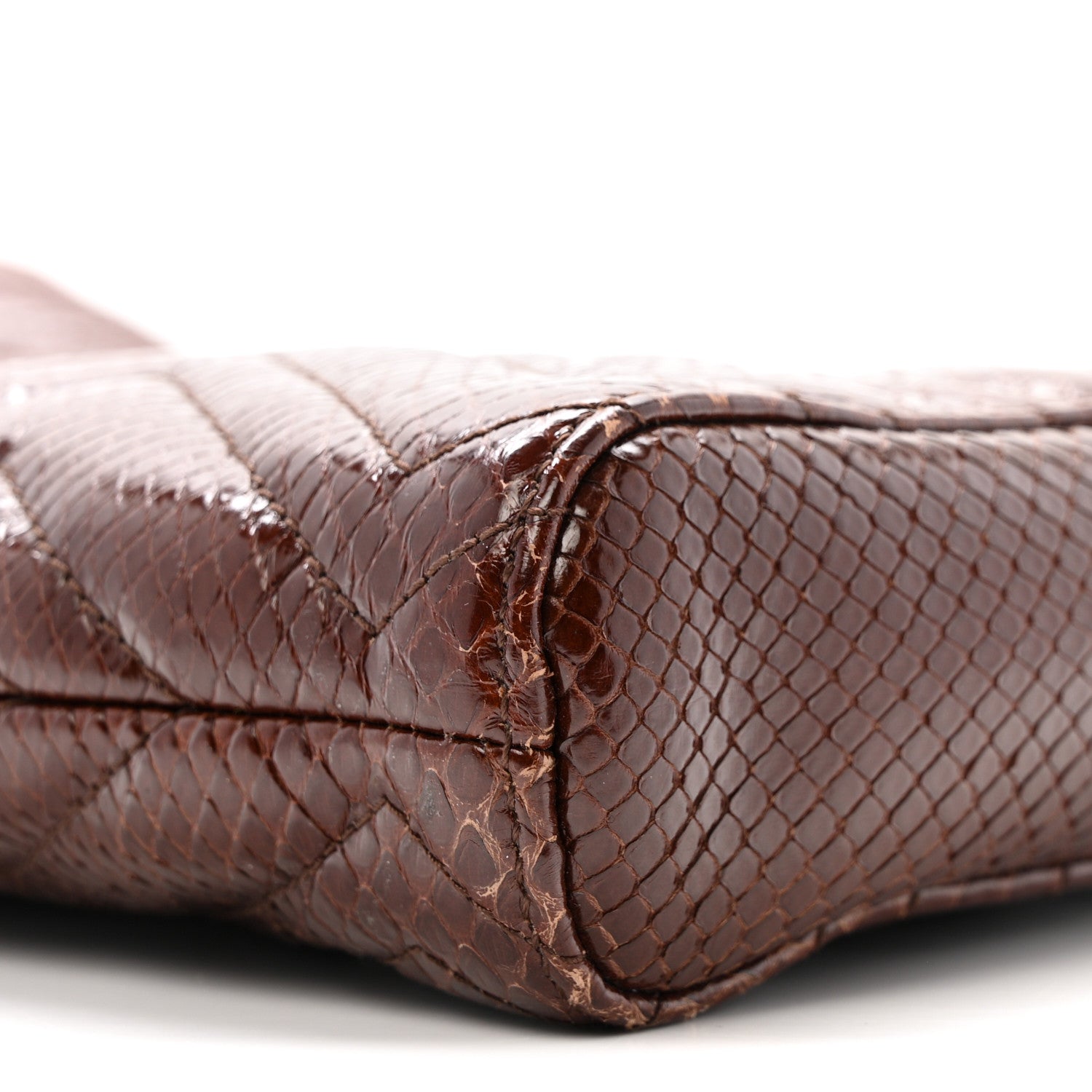 Snakeskin Matelasse Medium GG Marmont Slim Tote Brown