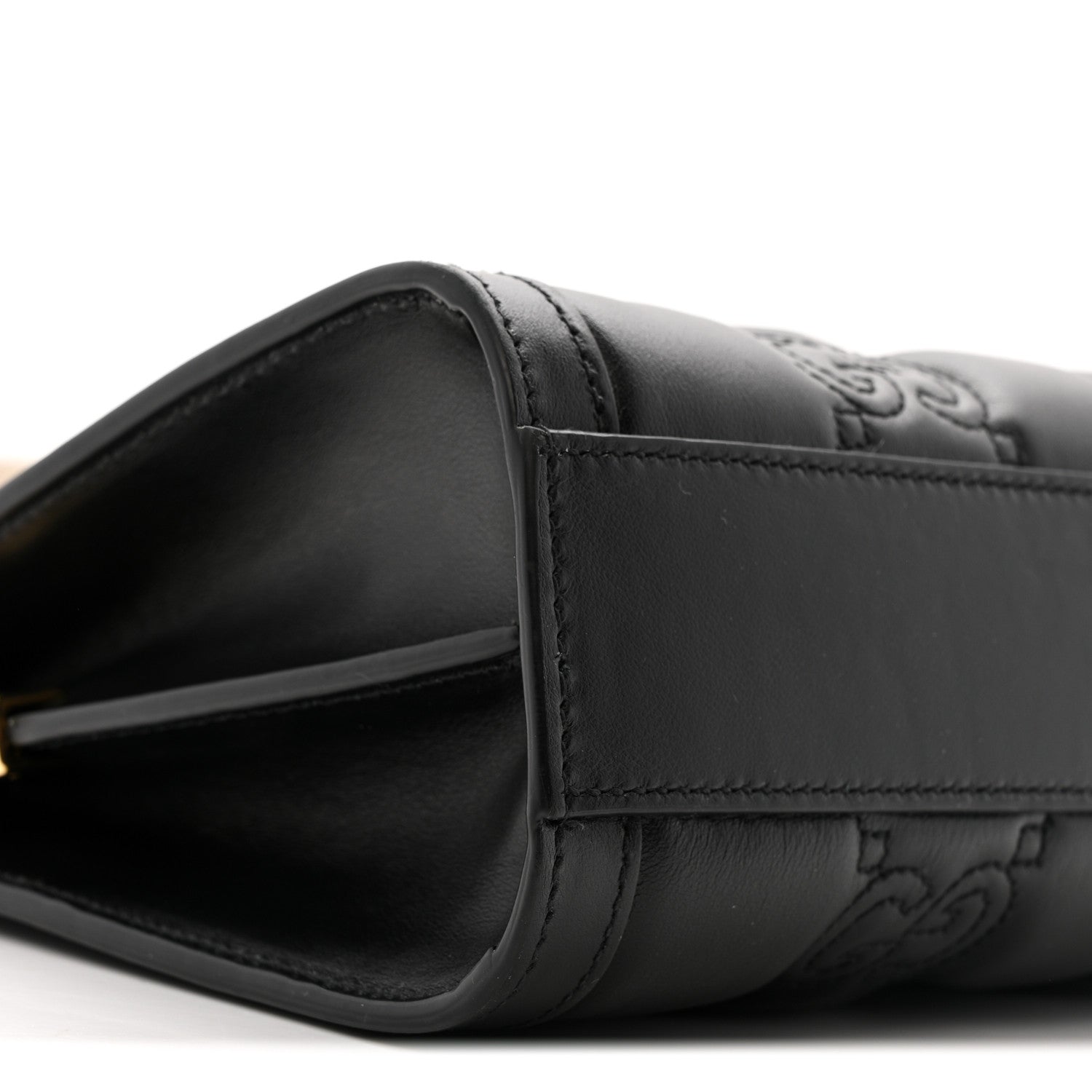 Calfskin GG Matelasse Small Slim Chain Shoulder Bag Black Natural