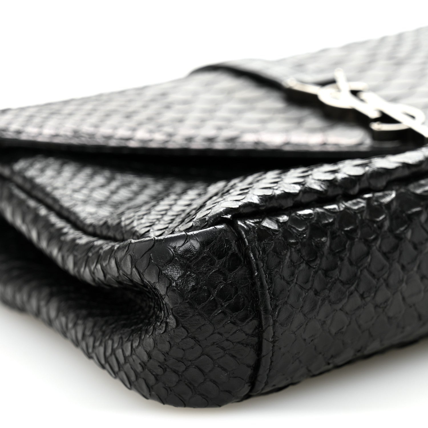 Calfskin Python Embossed Monogram Medium College Bag Black