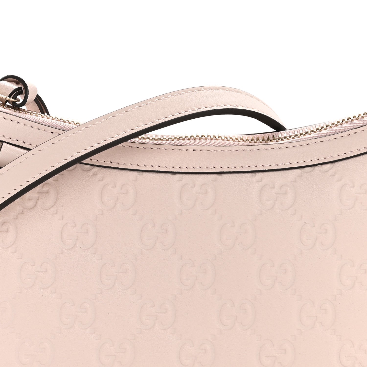 GG Calfskin Embossed Emblem Small Shoulder Bag Pink