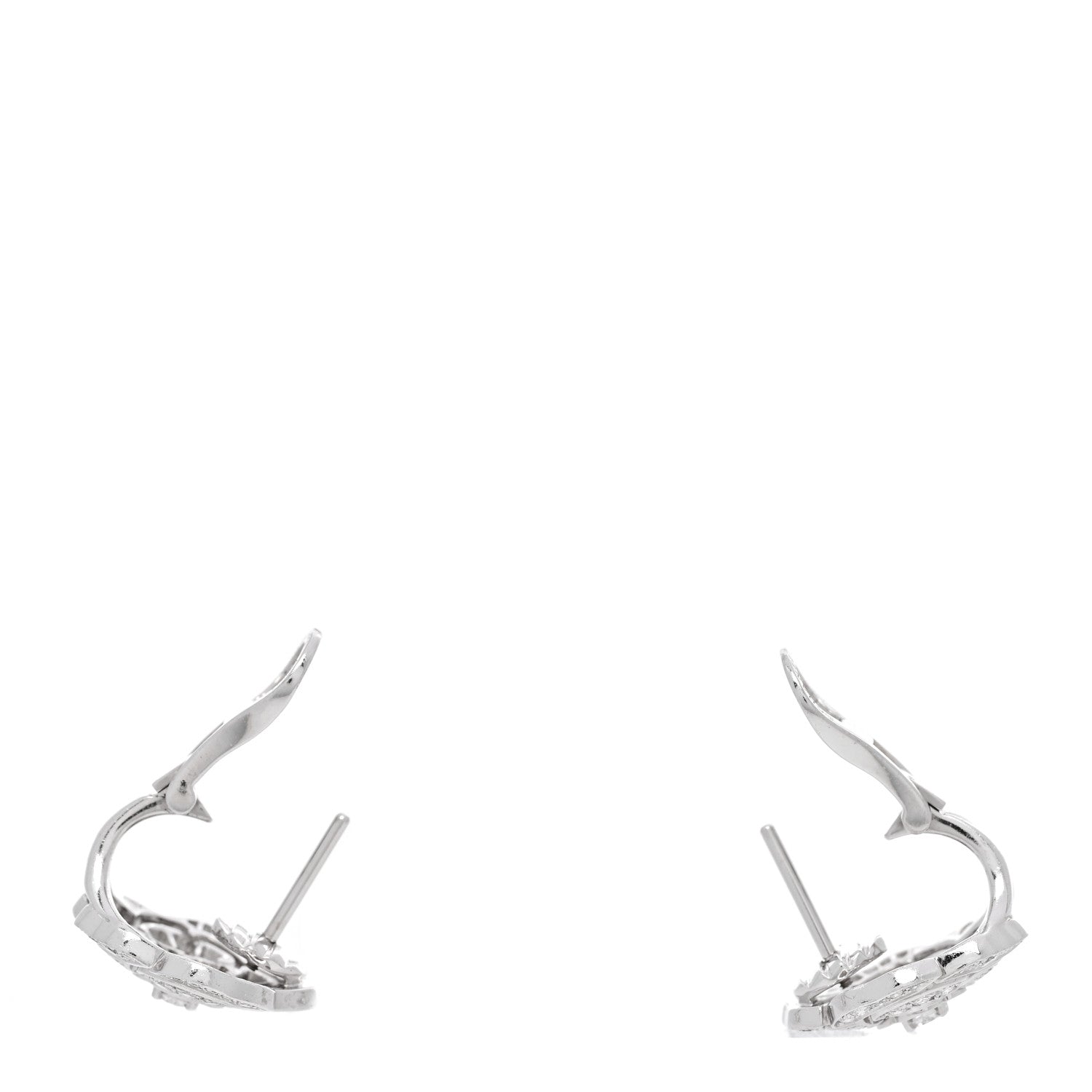 18K White Gold Diamond Bouton de Camelia Earrings