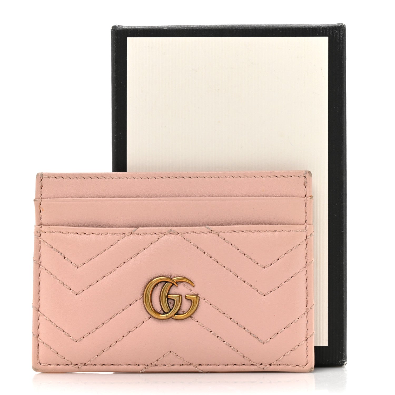 Calfskin Matelasse GG Marmont Card Holder Perfect Pink