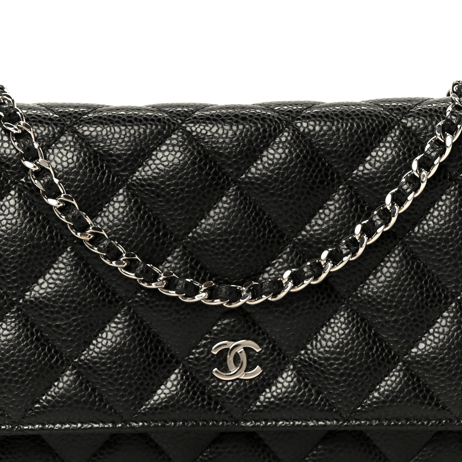 Caviar Quilted Wallet on Chain WOC Black