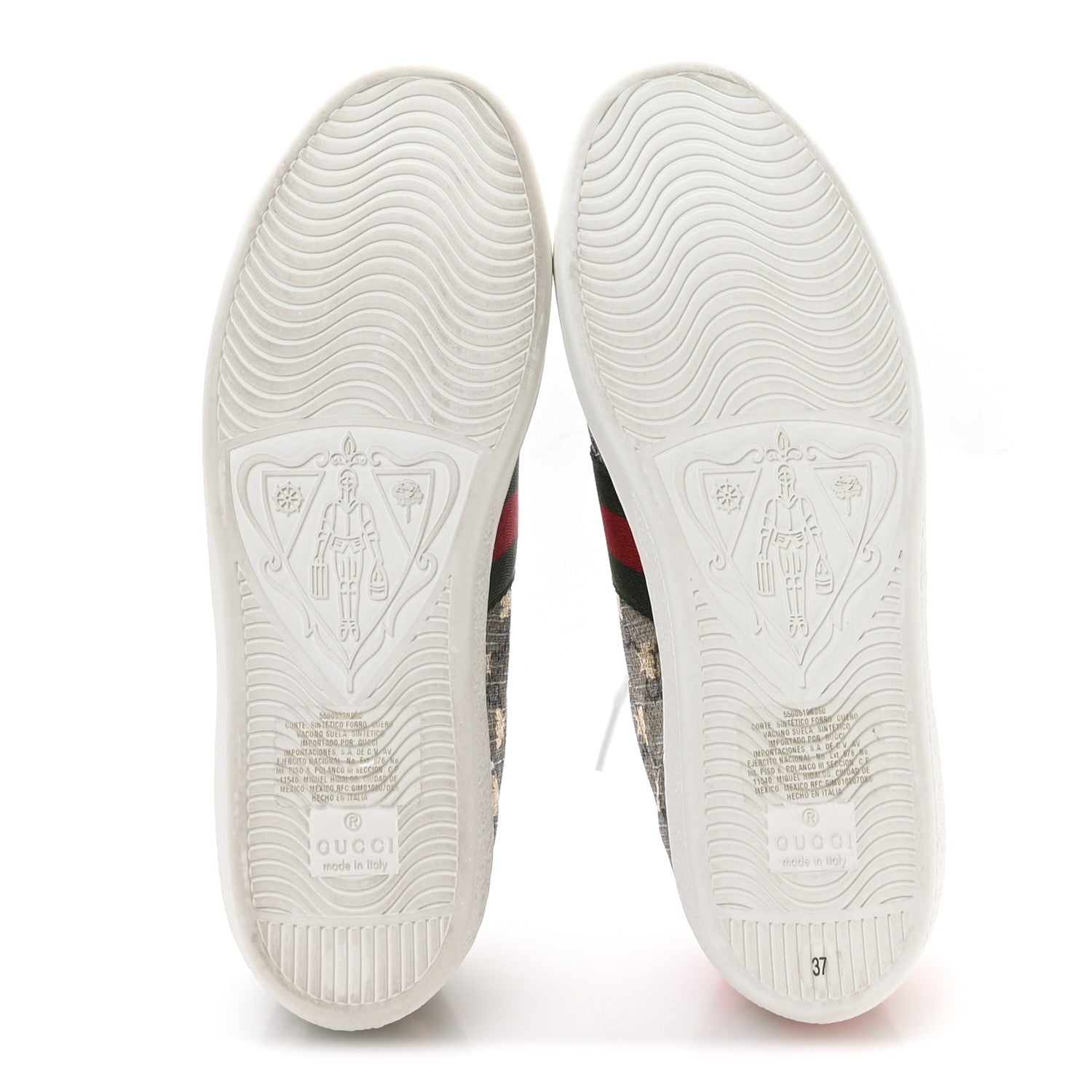 GG Supreme Monogram Bees Ayers Web Womens Ace Sneakers 37 Beige Oro Green Red