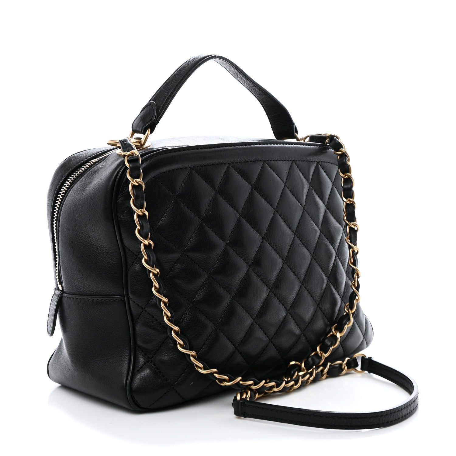 Calfskin Quilted CC Medium Vanity Case Black