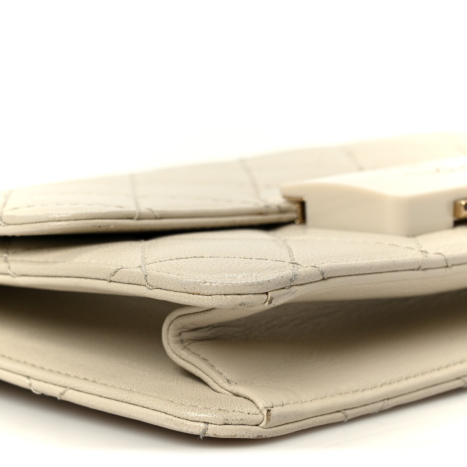 Sheepskin Quilted Mini Beauty Lock Flap Beige