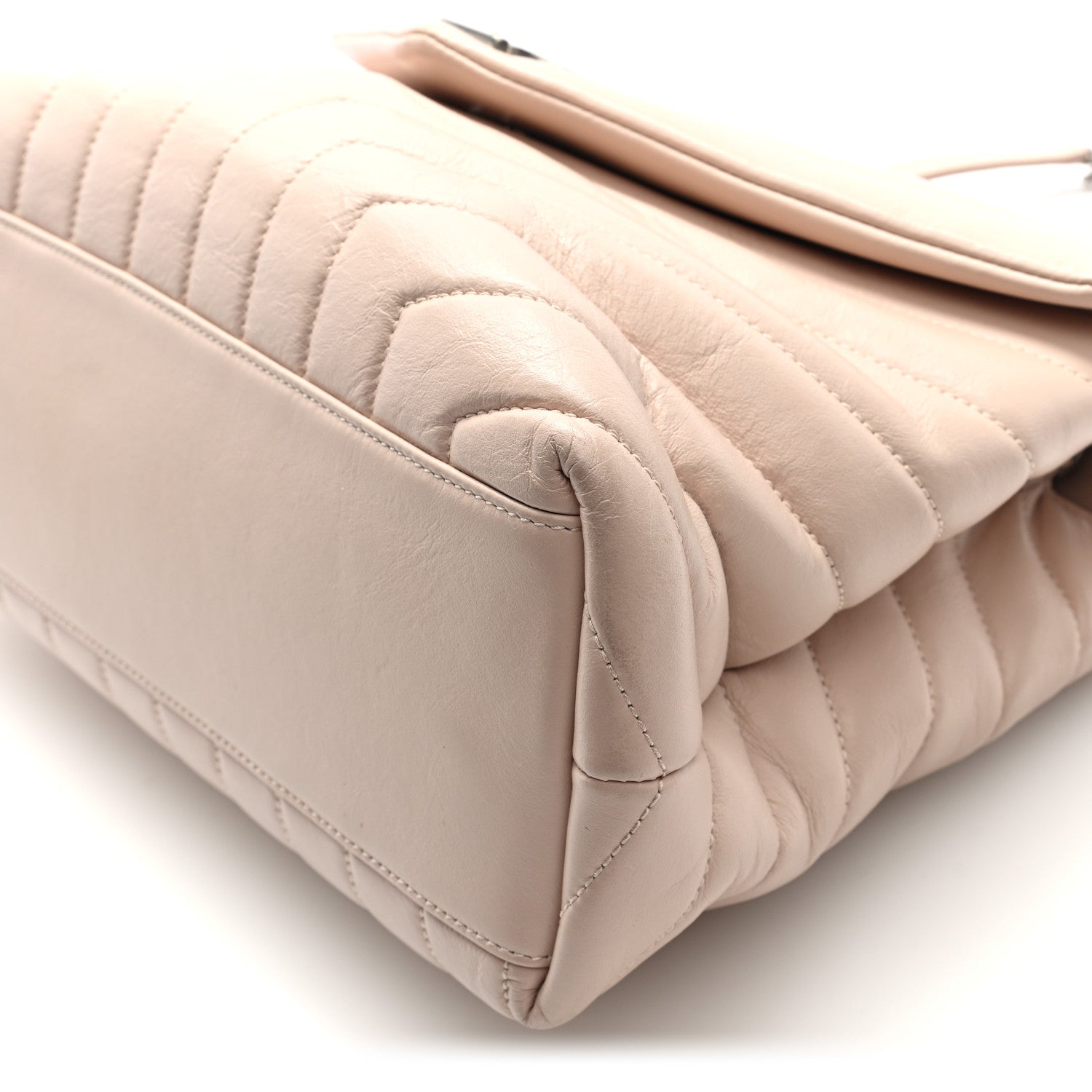 Calfskin Y Quilted Monogram Medium Loulou Chain Satchel Light Natural