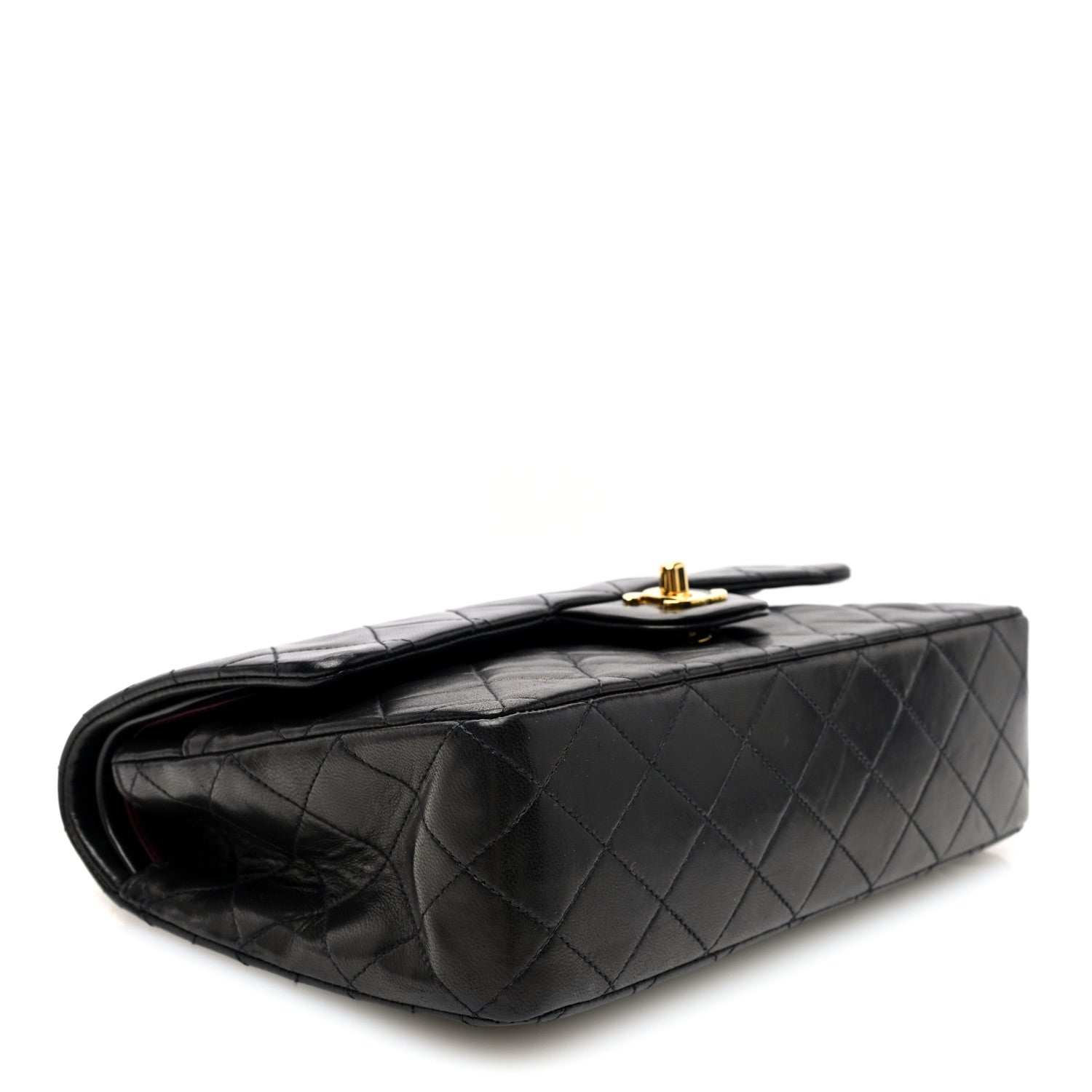 Lambskin Quilted Medium Double Flap Black