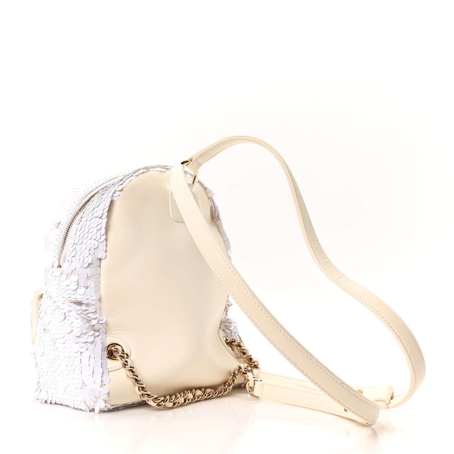 Sequin Lambskin CC Backpack White