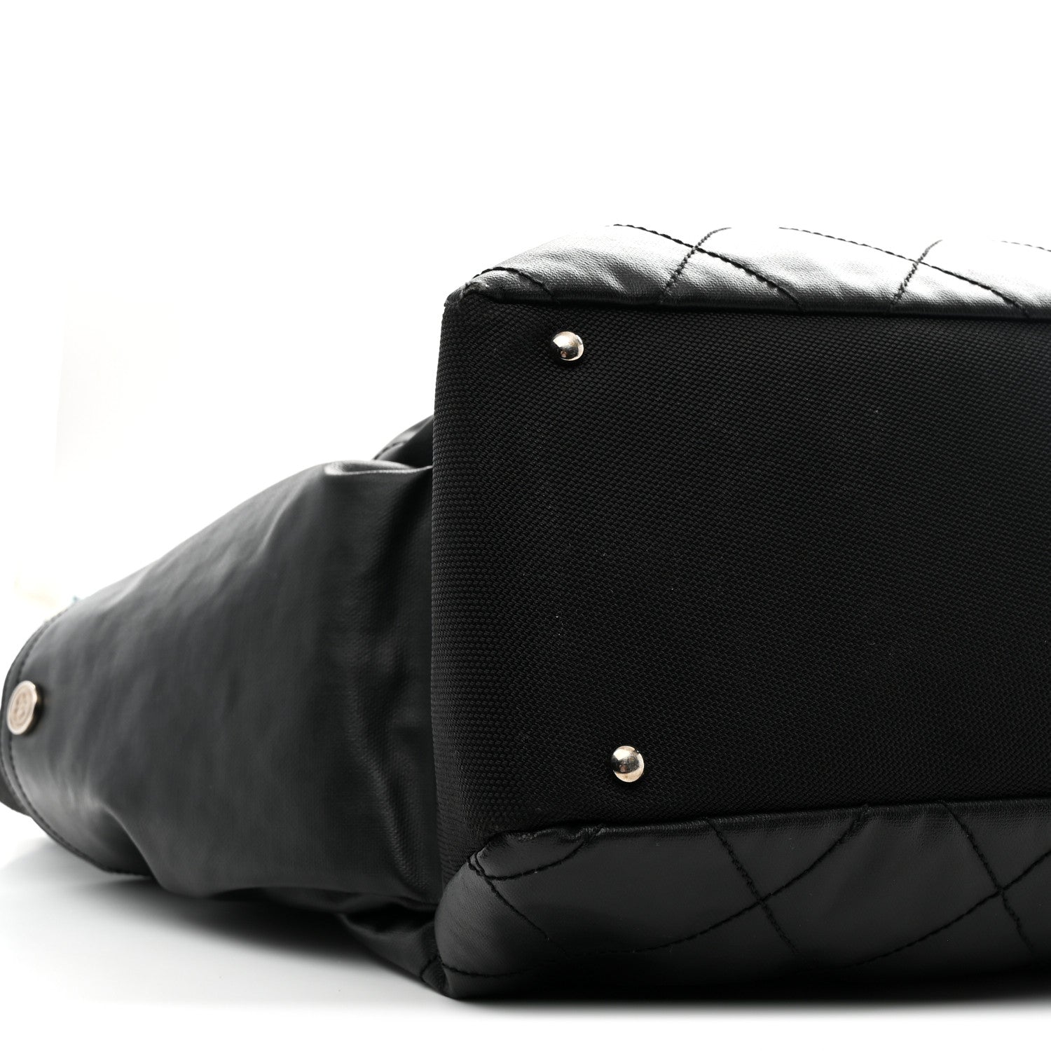 Coated Canvas Stitched XL Paris Biarritz Tote Black