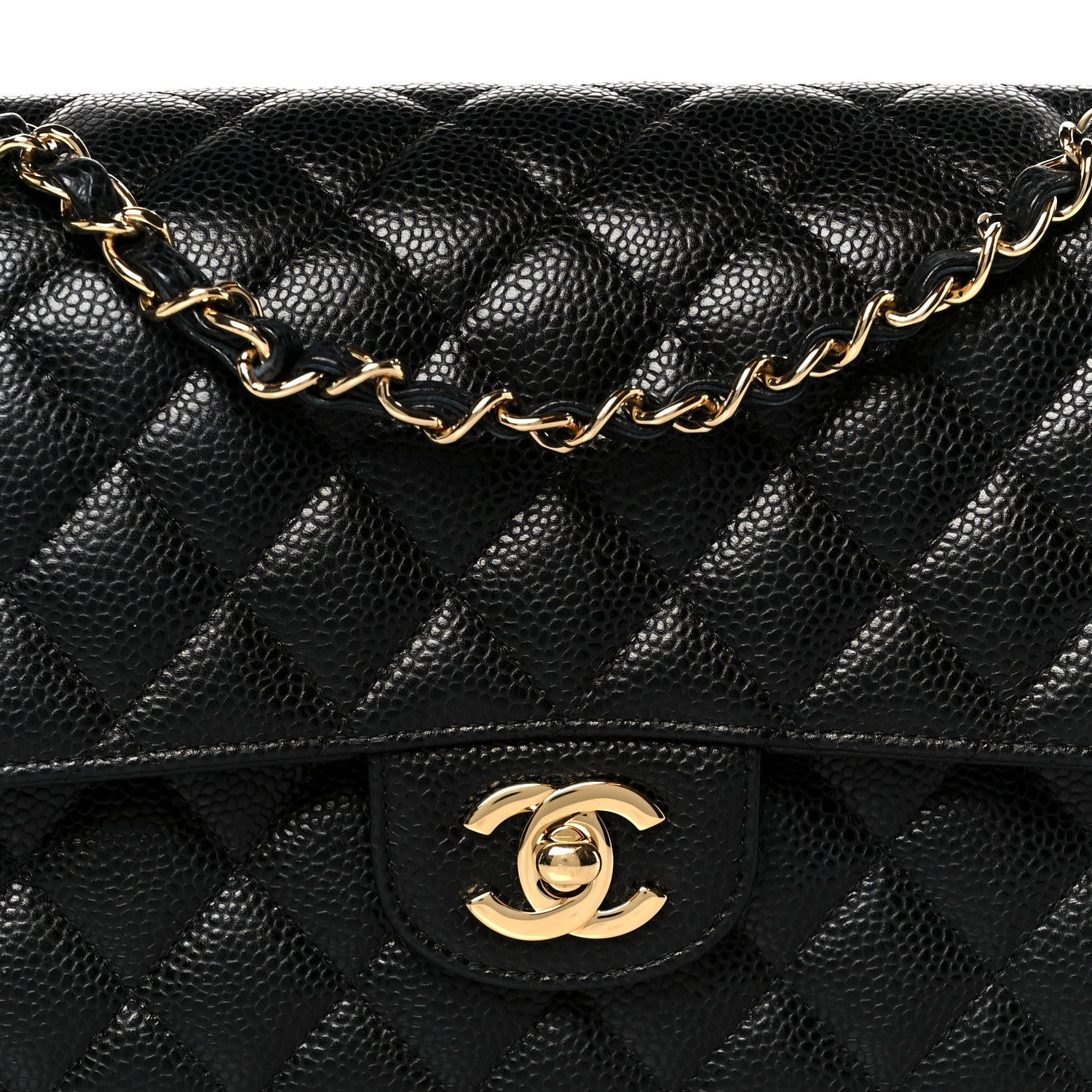 Caviar Quilted Medium Double Flap Black