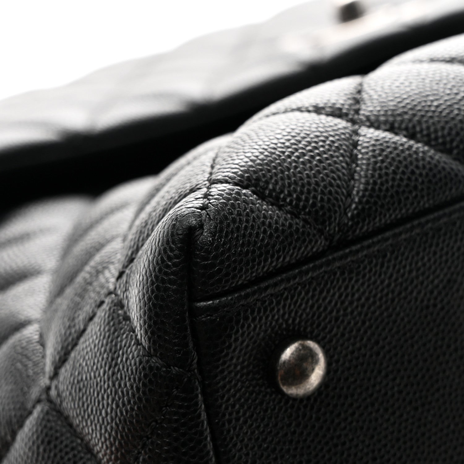 Caviar Quilted Large Coco Handle Flap Black