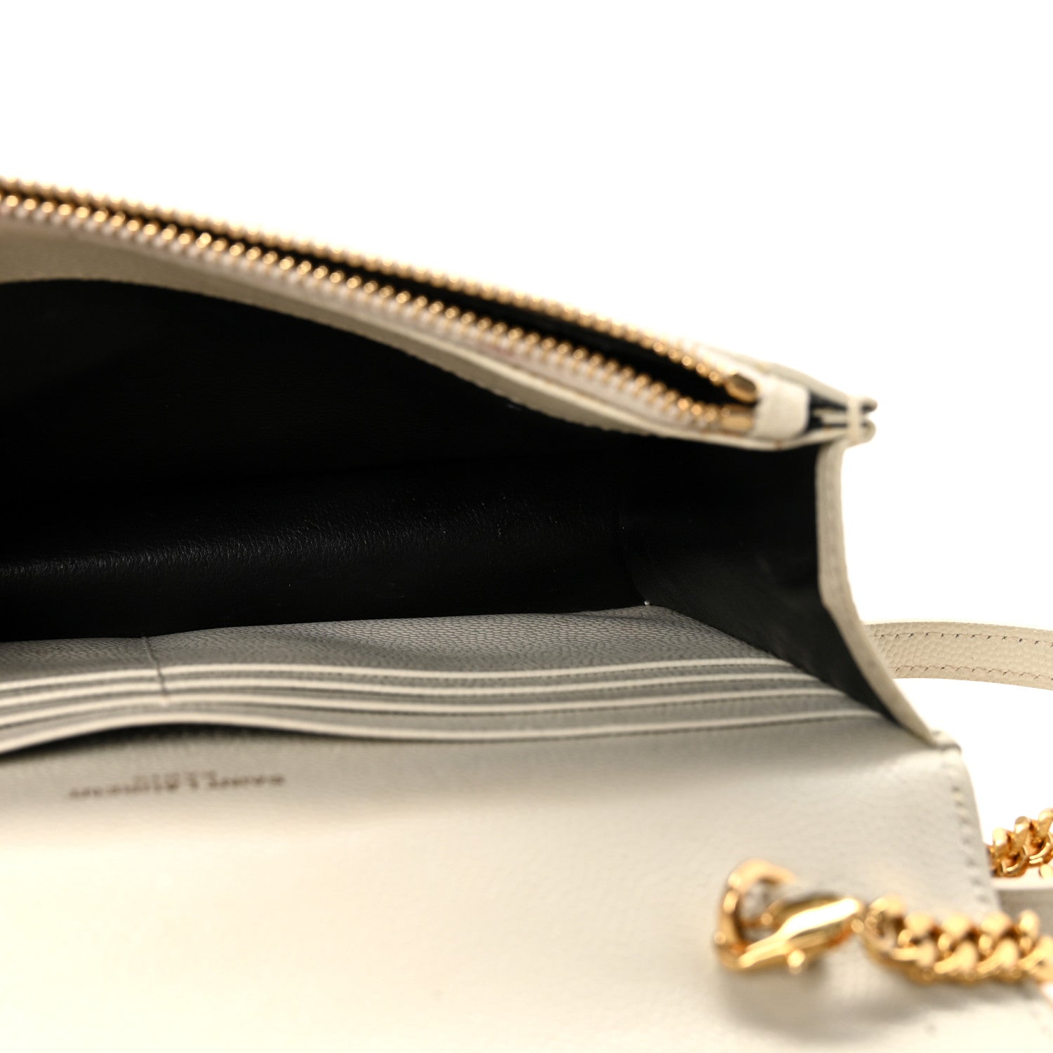 Grain De Poudre Matelasse Chevron Monogram Envelope Chain Wallet Crema Soft