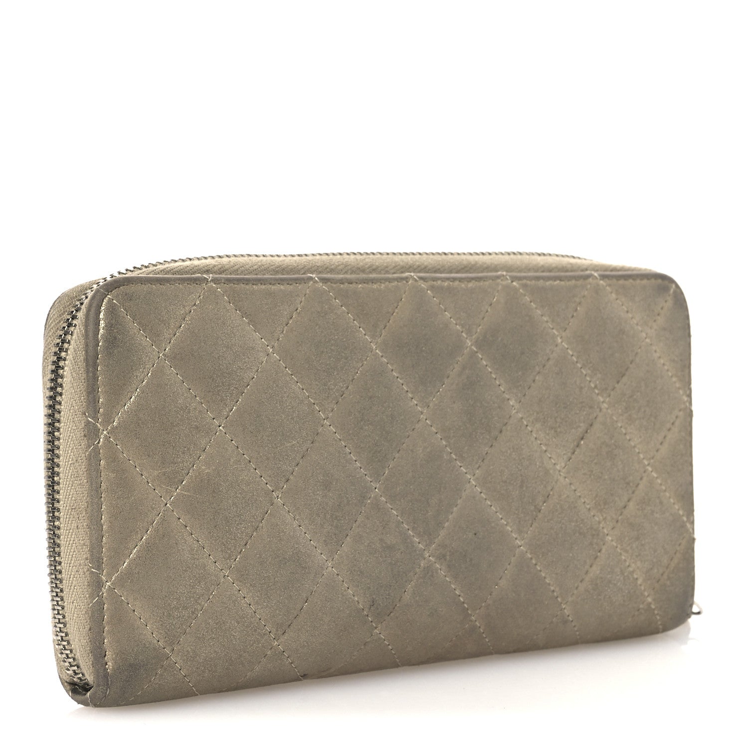 Iridescent Lambskin Quilted CC Long Zipped Wallet Gold