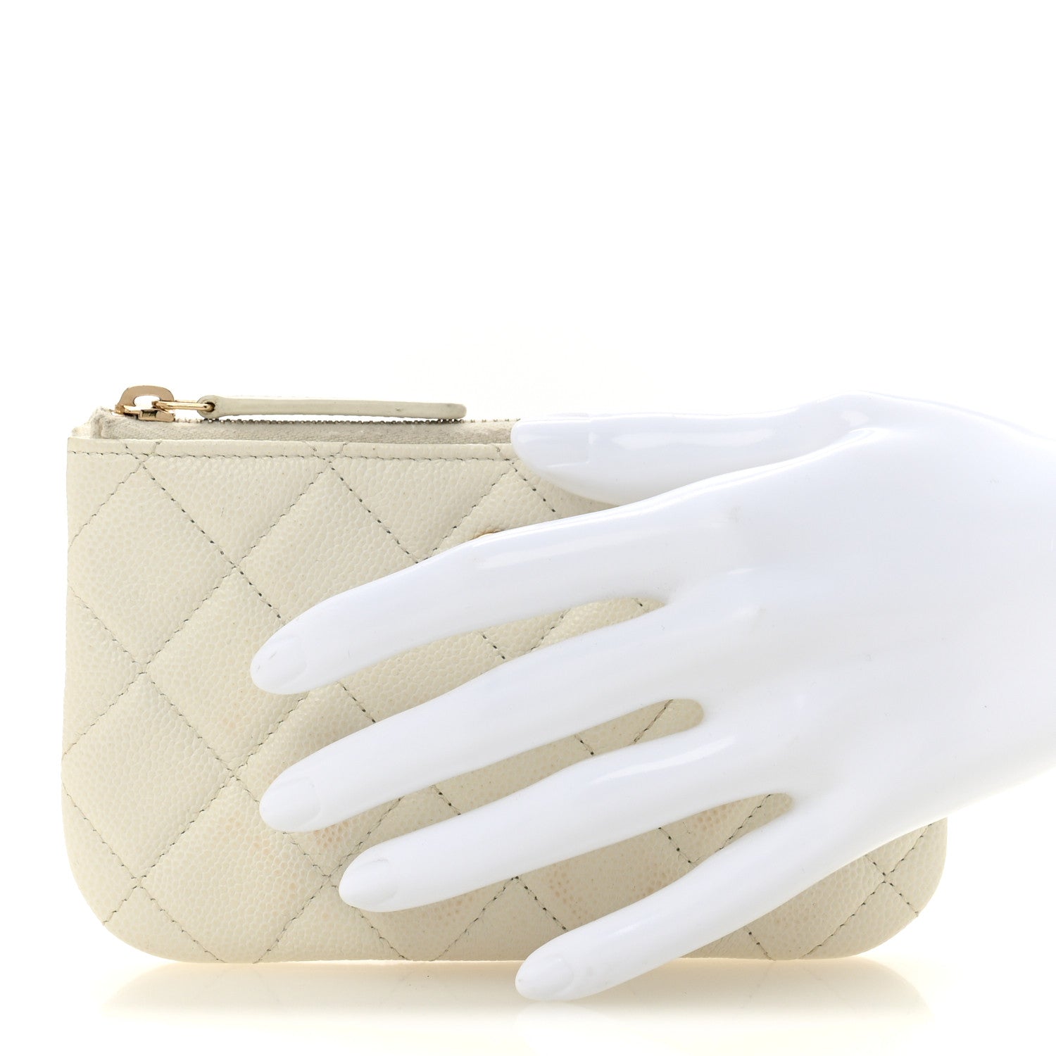 Caviar Quilted Small Pouch White