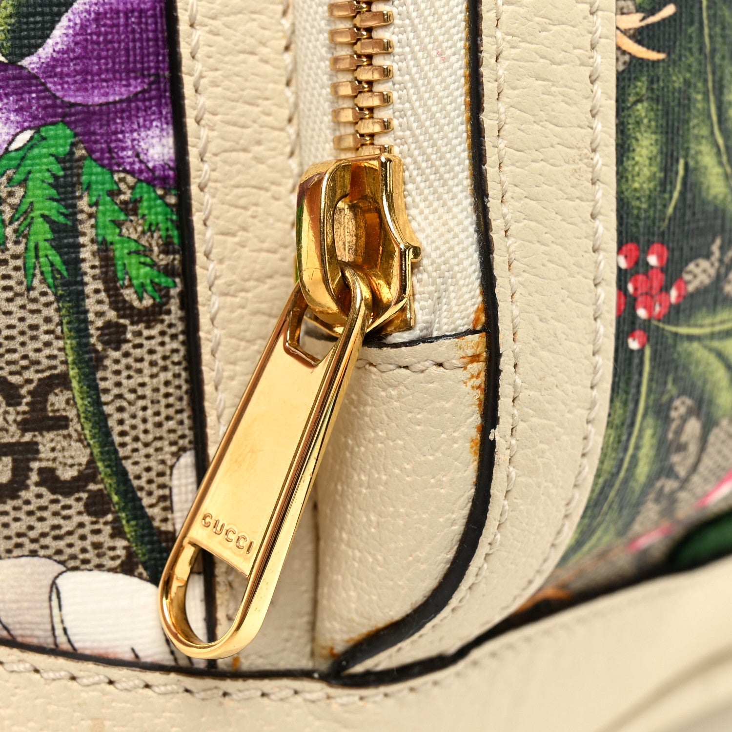 GG Supreme Monogram Flora Web Small Ophidia Day Backpack White