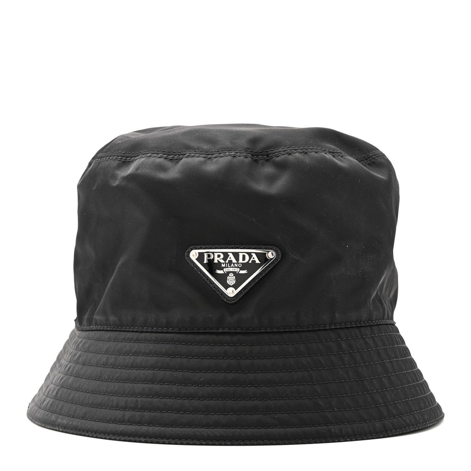Re-Nylon Metal Triangle Logo Mens Bucket Hat L Black