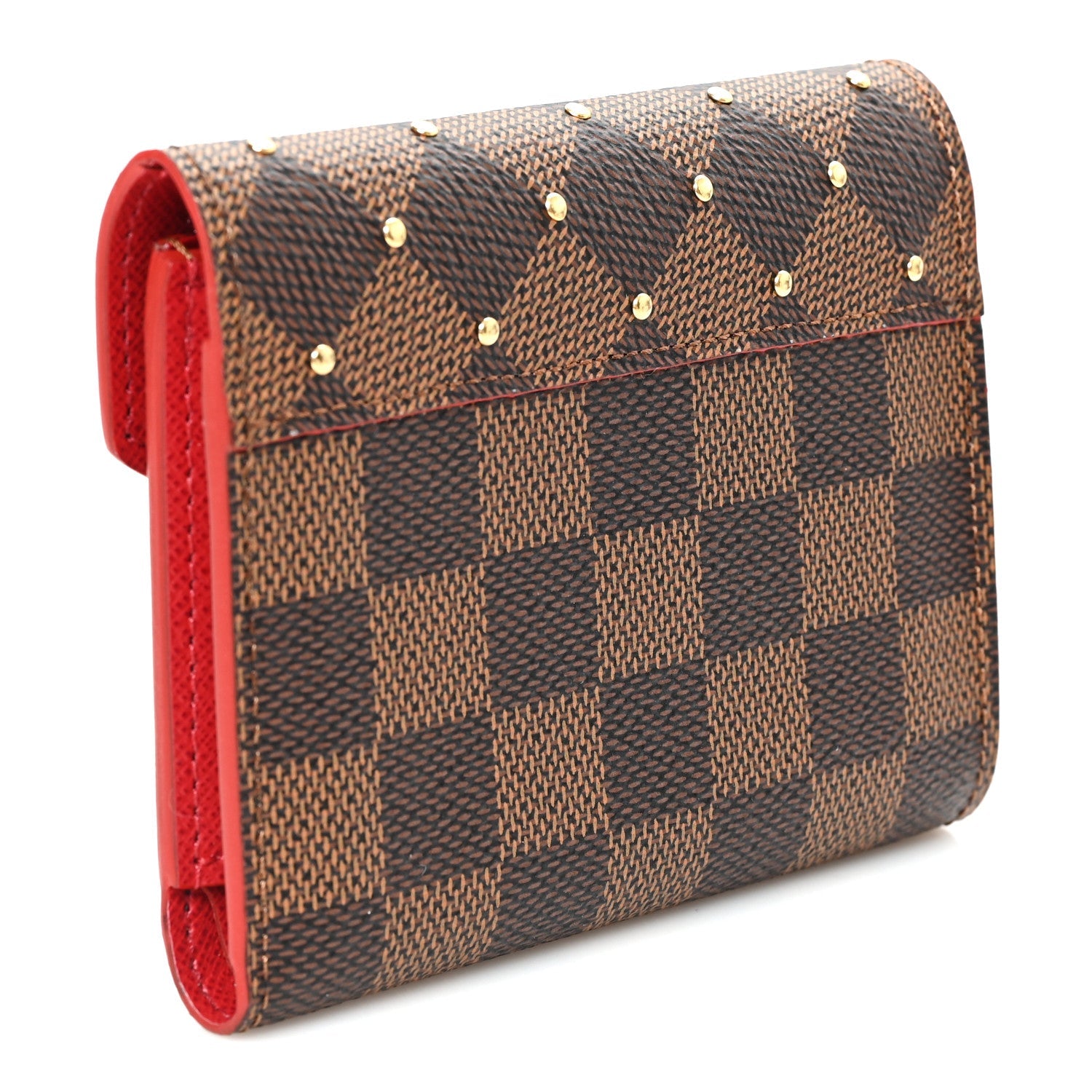 Damier Ebene Studded Victorine Wallet Cherry