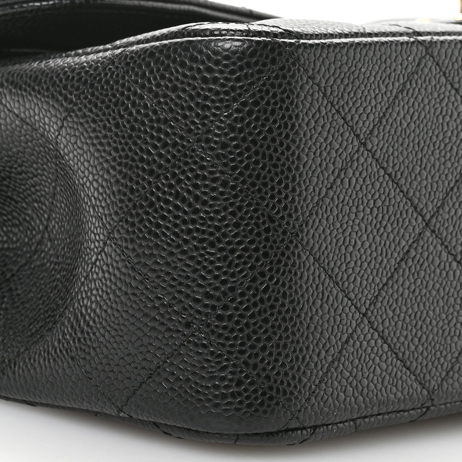 Caviar Quilted Jumbo Double Flap Black