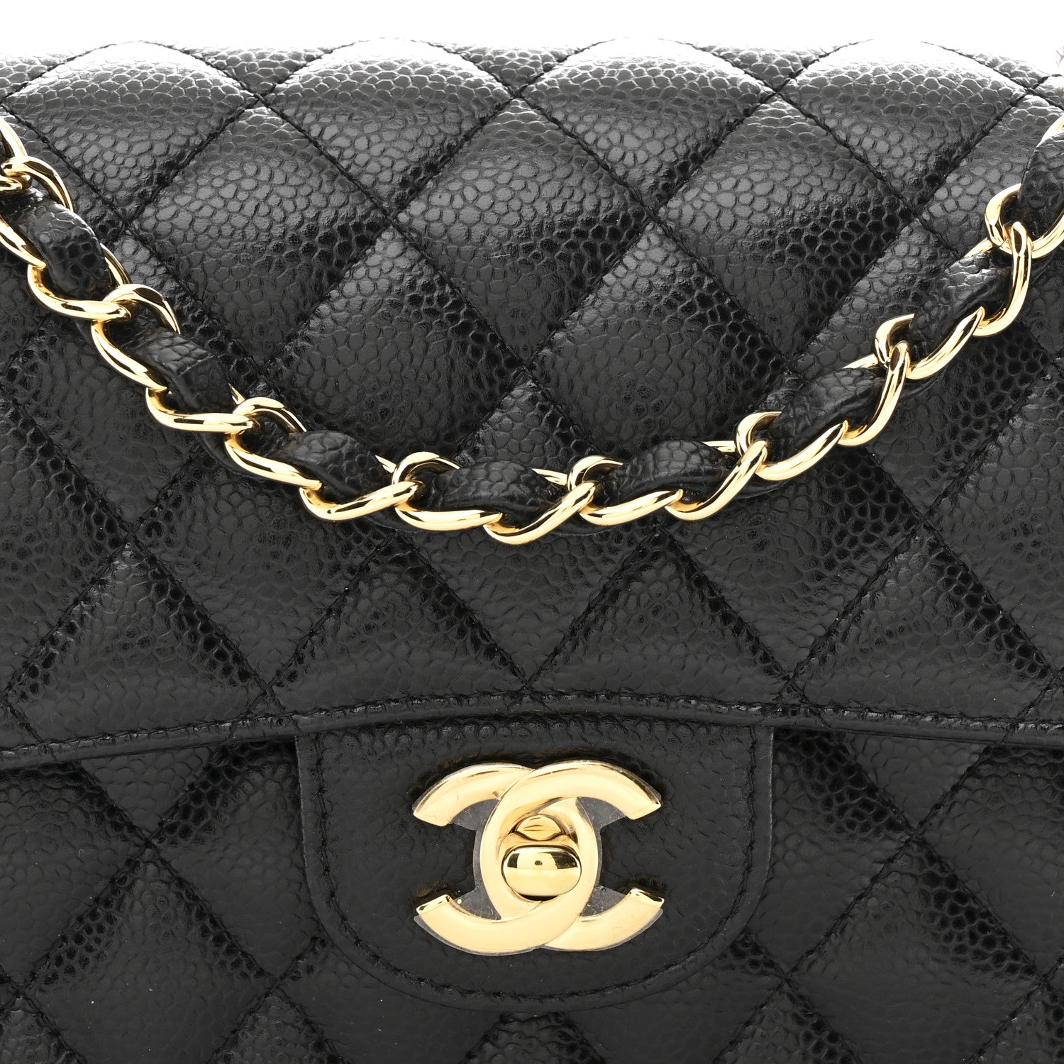 Caviar Quilted Small Double Flap Black