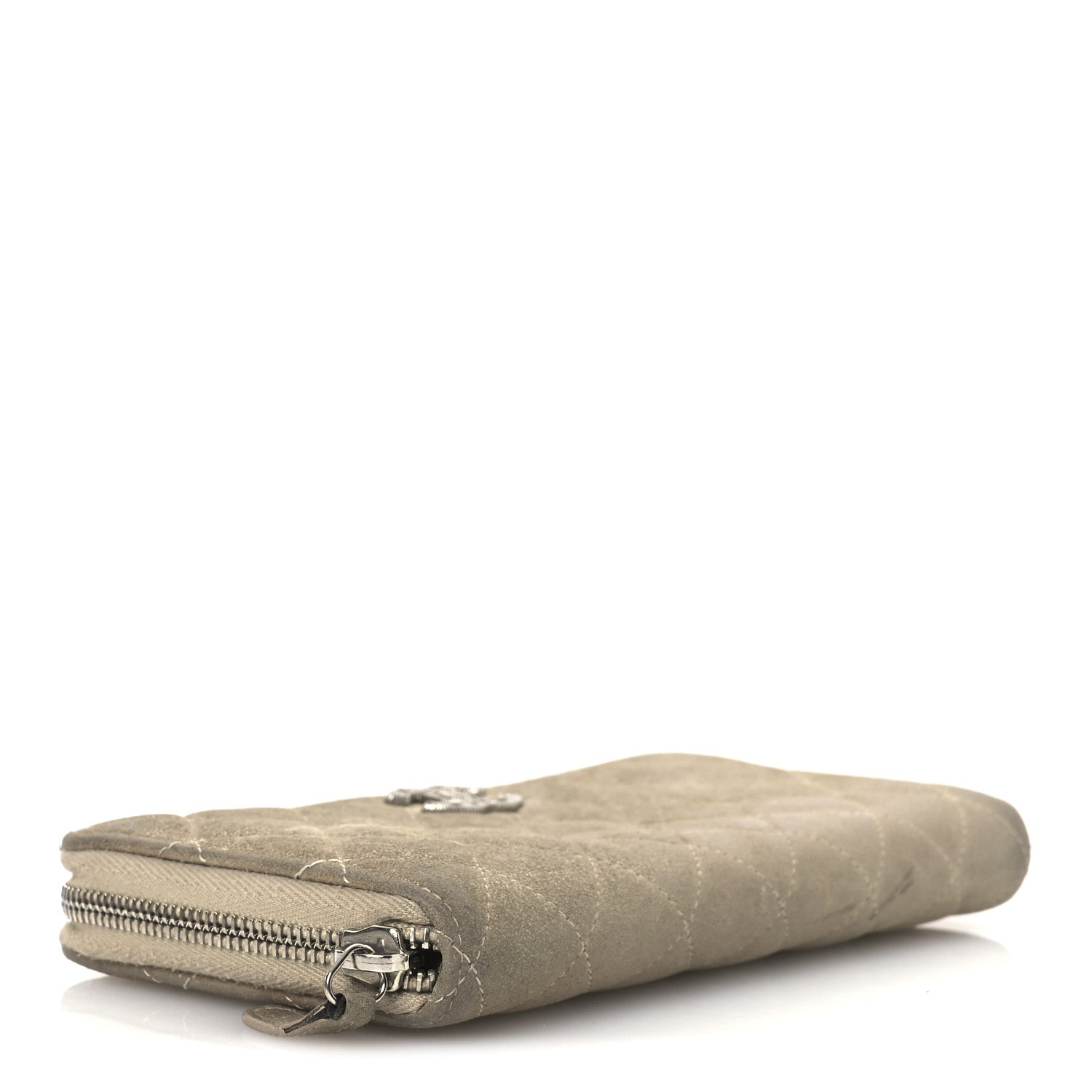 Iridescent Lambskin Quilted CC Long Zipped Wallet Gold