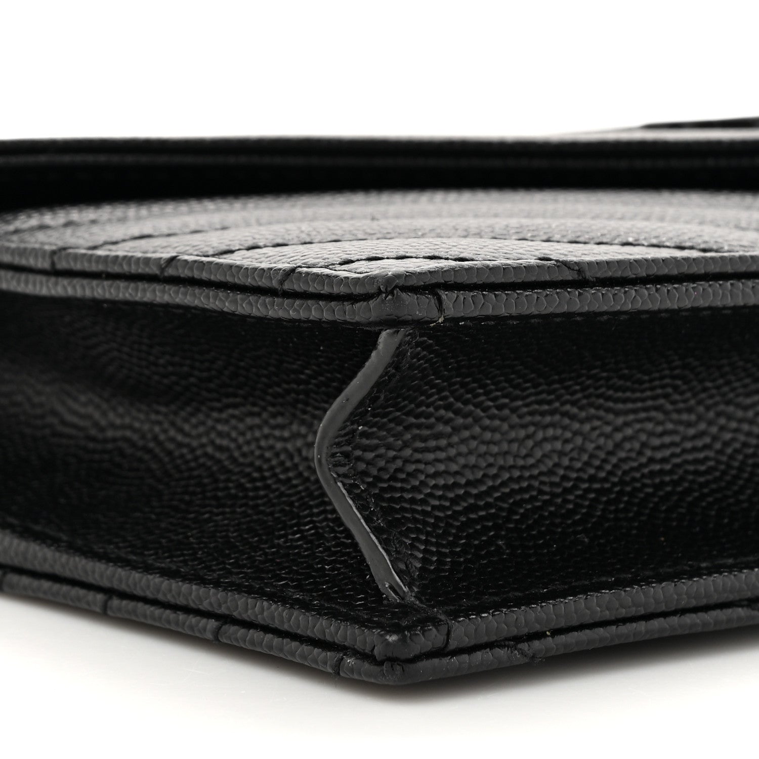 Grain De Poudre Matelasse Chevron Monogram Monochrome Envelope Chain Wallet Black