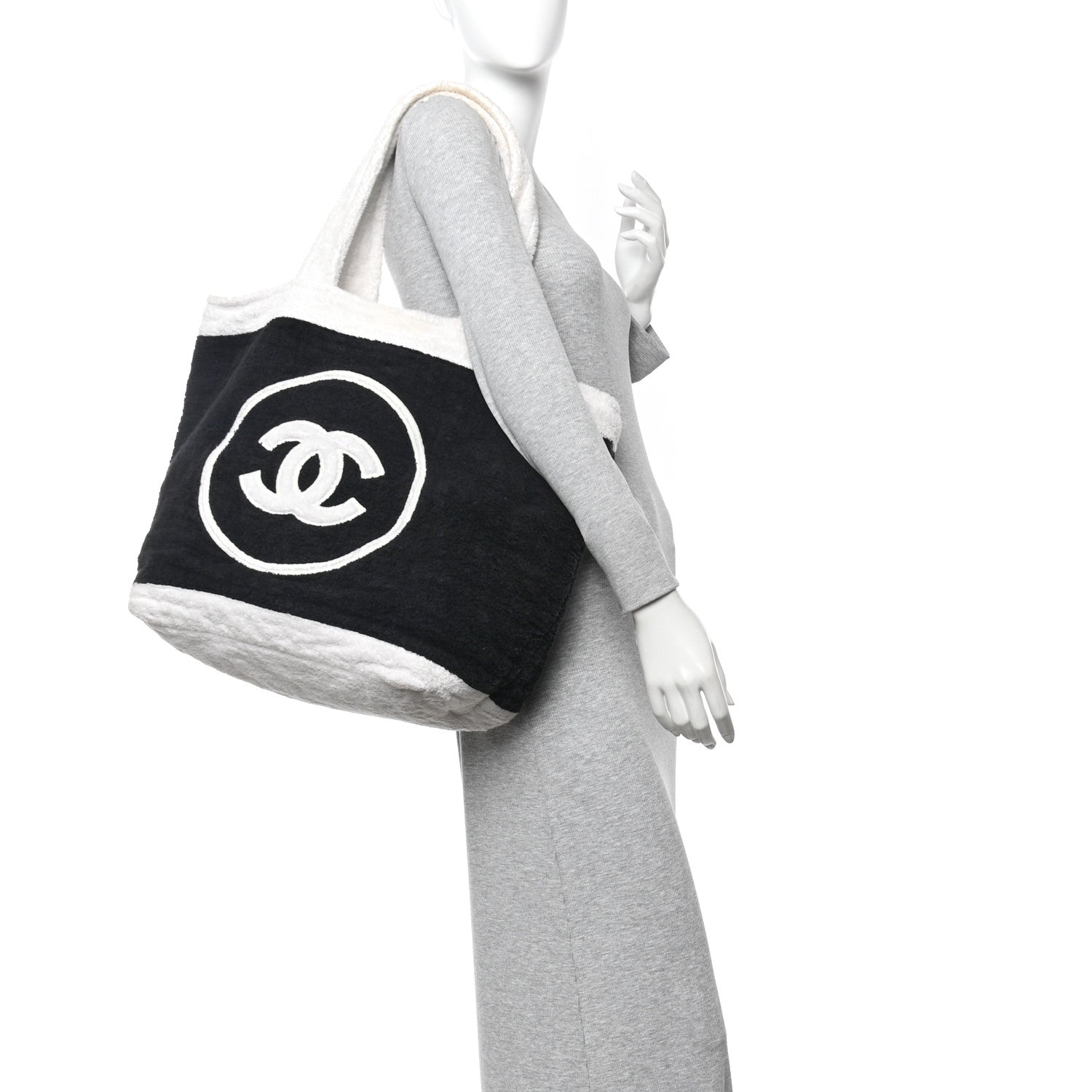 Terry Cotton CC Beach Tote Towel Set Black White