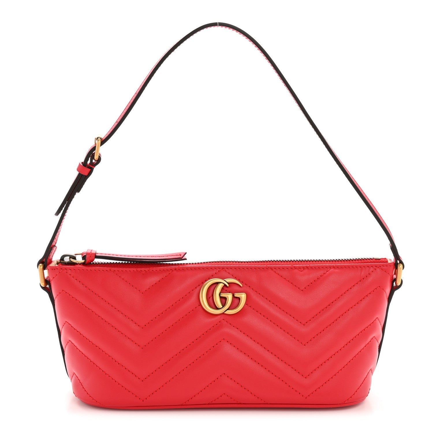 Calfskin Matelasse Chevron GG Marmont Sling Shoulder Bag Rosso