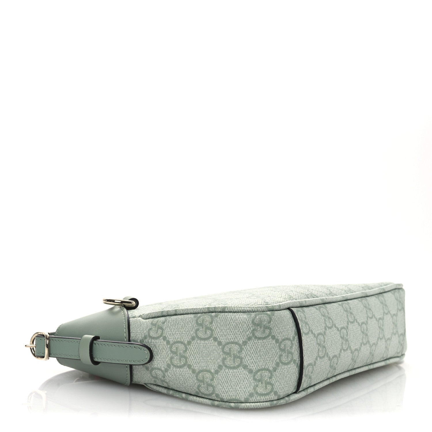 GG Supreme Monogram Textured Calfskin Small Emblem Shoulder Bag Sage Green