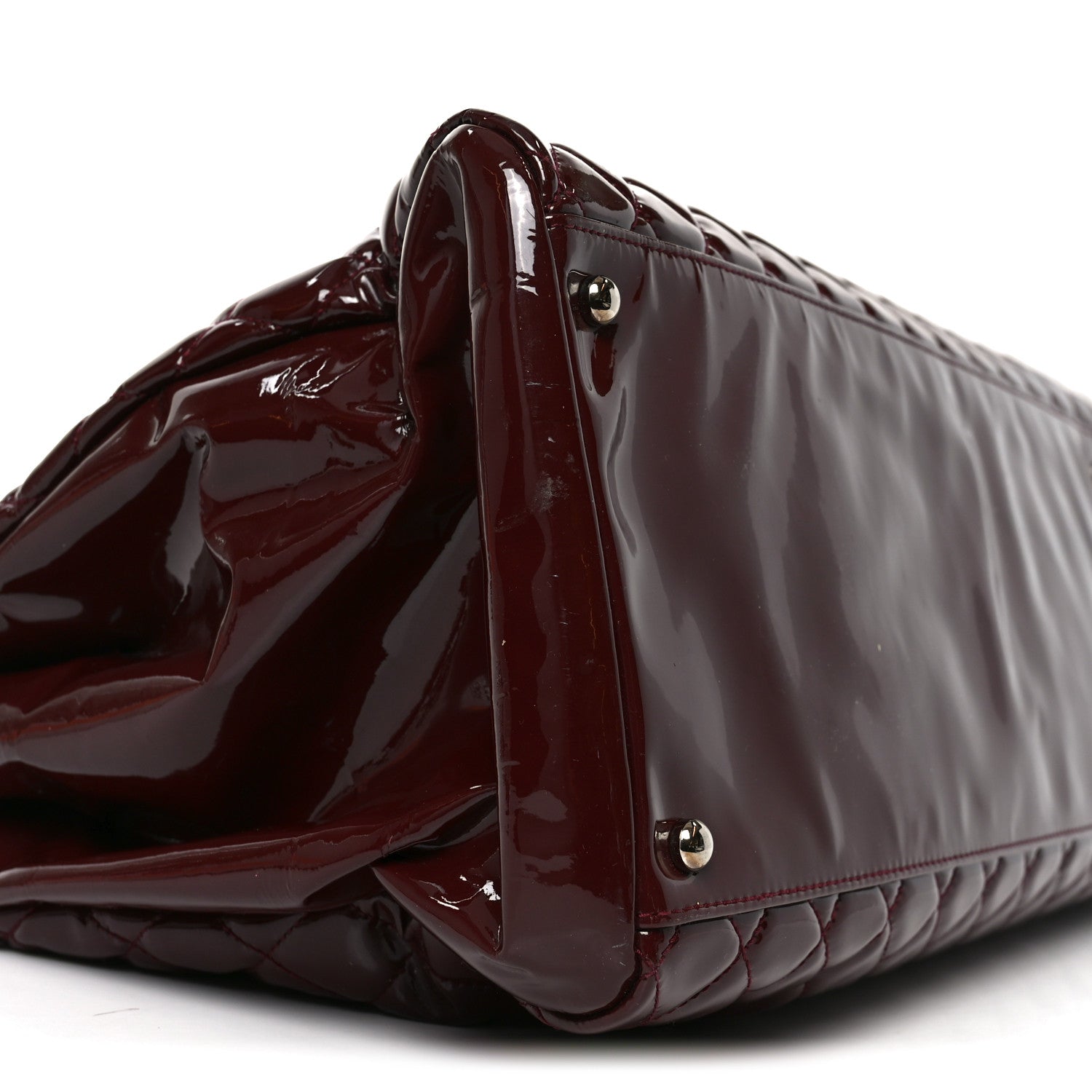 Patent Quilted Large Just Mademoiselle Bowling Bag Plum