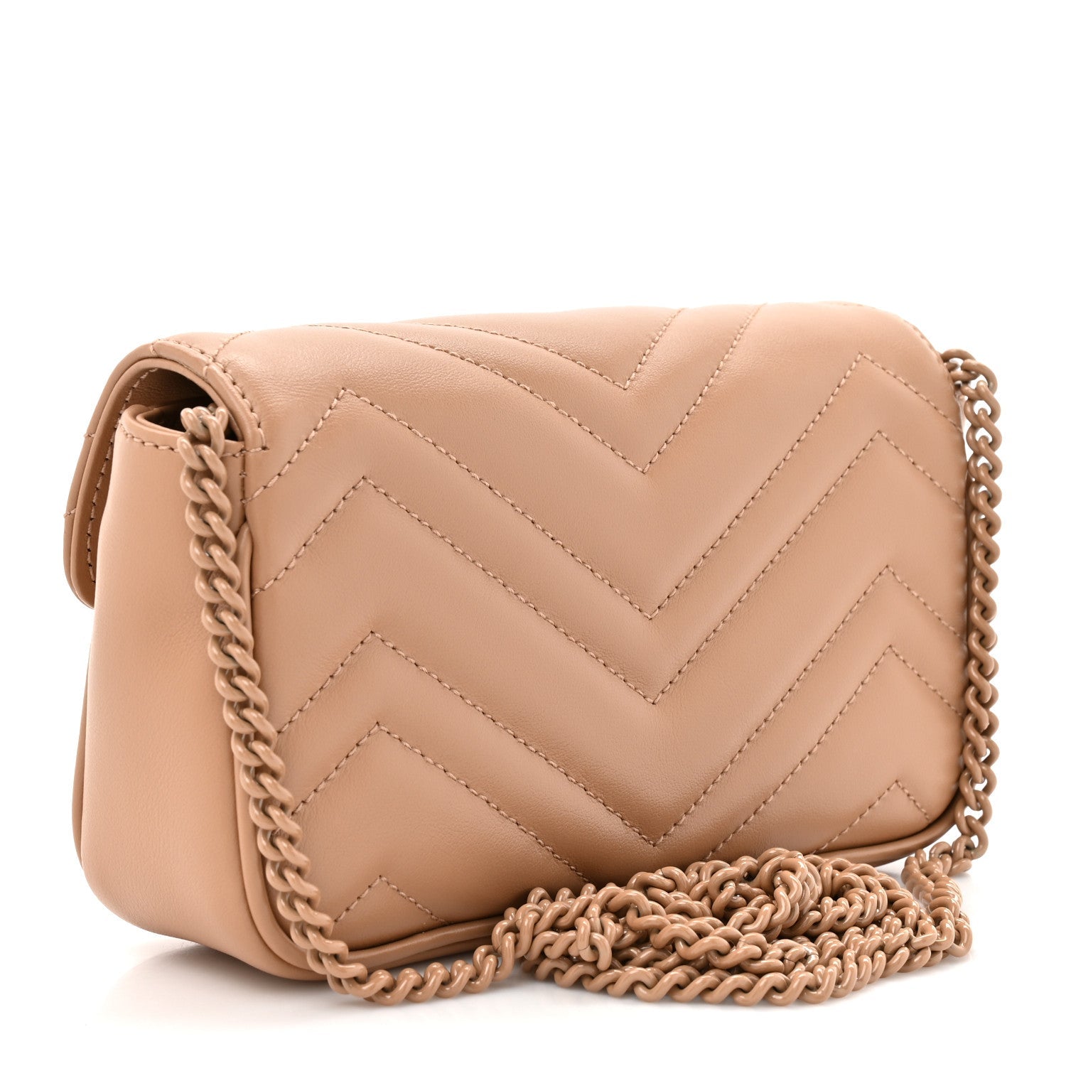 Calfskin Matelasse Monochrome Super Mini GG Marmont Shoulder Bag Camelia