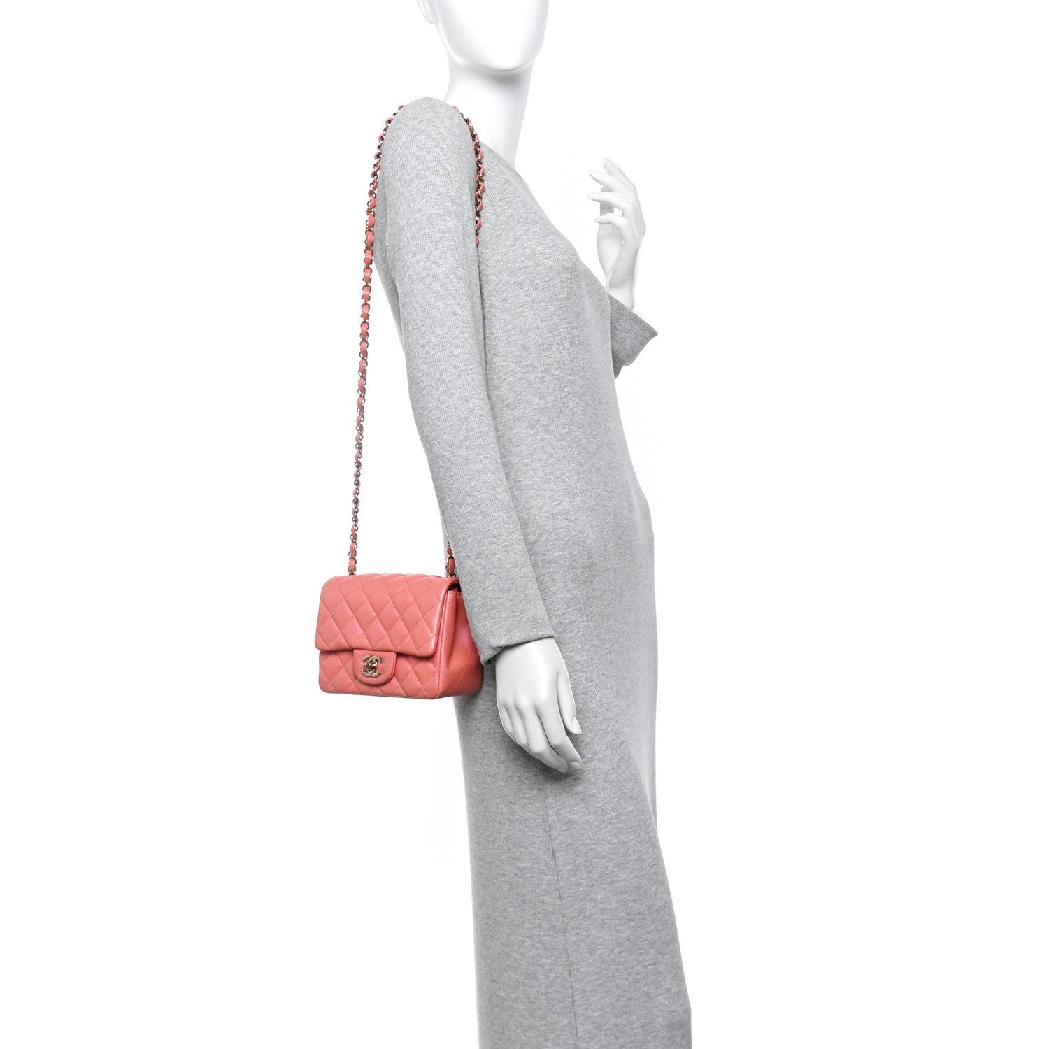 Lambskin Quilted Mini Square Flap Pink