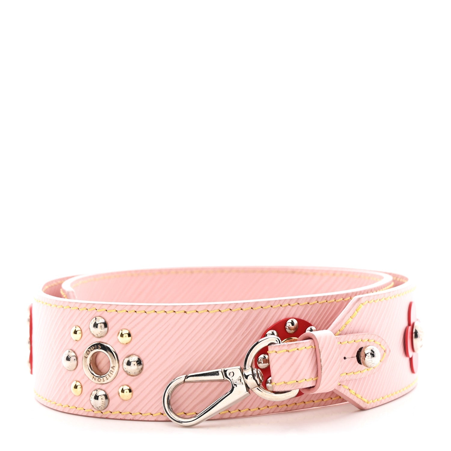 Epi Mechanical Flowers Bandouliere Shoulder Strap Rose Ballerine