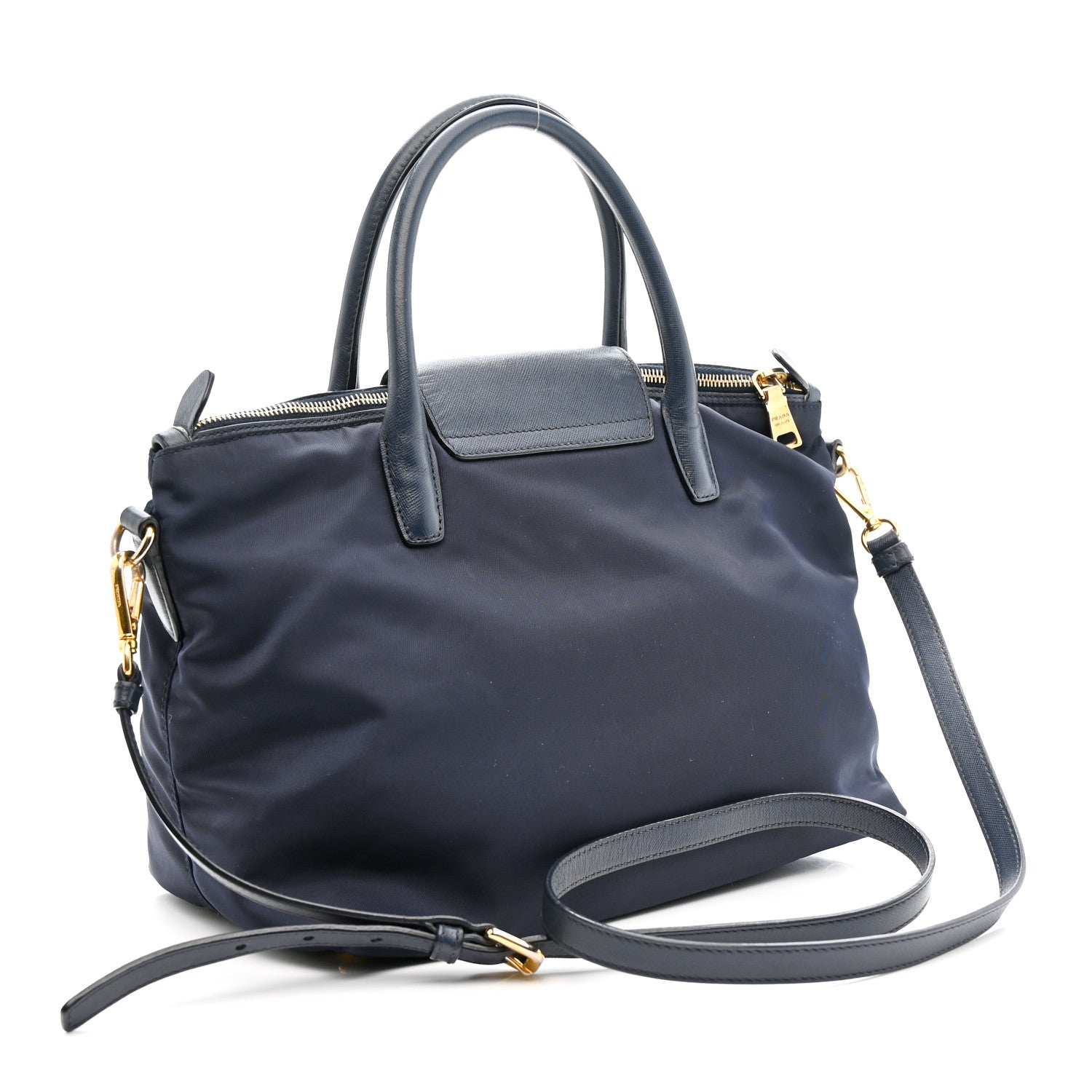 Tessuto Nylon Saffiano Shopping Tote Navy