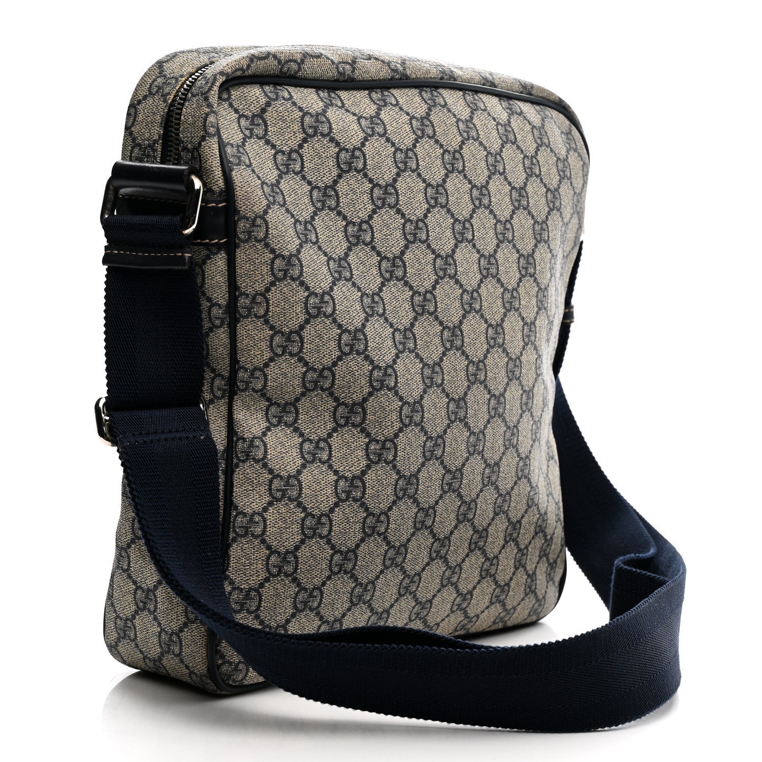 GG Plus Monogram Selleria Calfskin Medium Messenger Bag Beige Blue