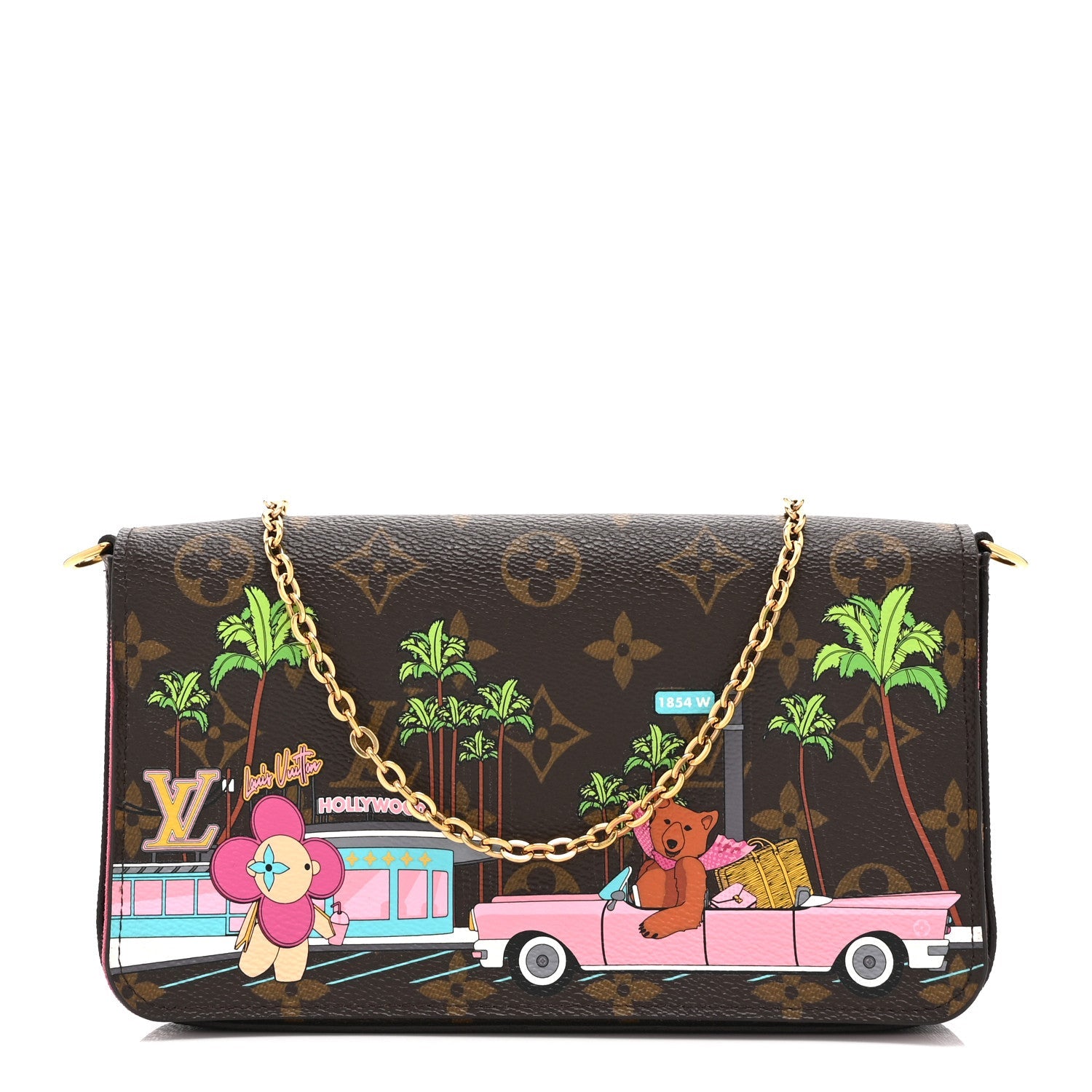 Monogram 2021 Christmas Animation Hollywood Pochette Felicie Chain Wallet Fuchsia