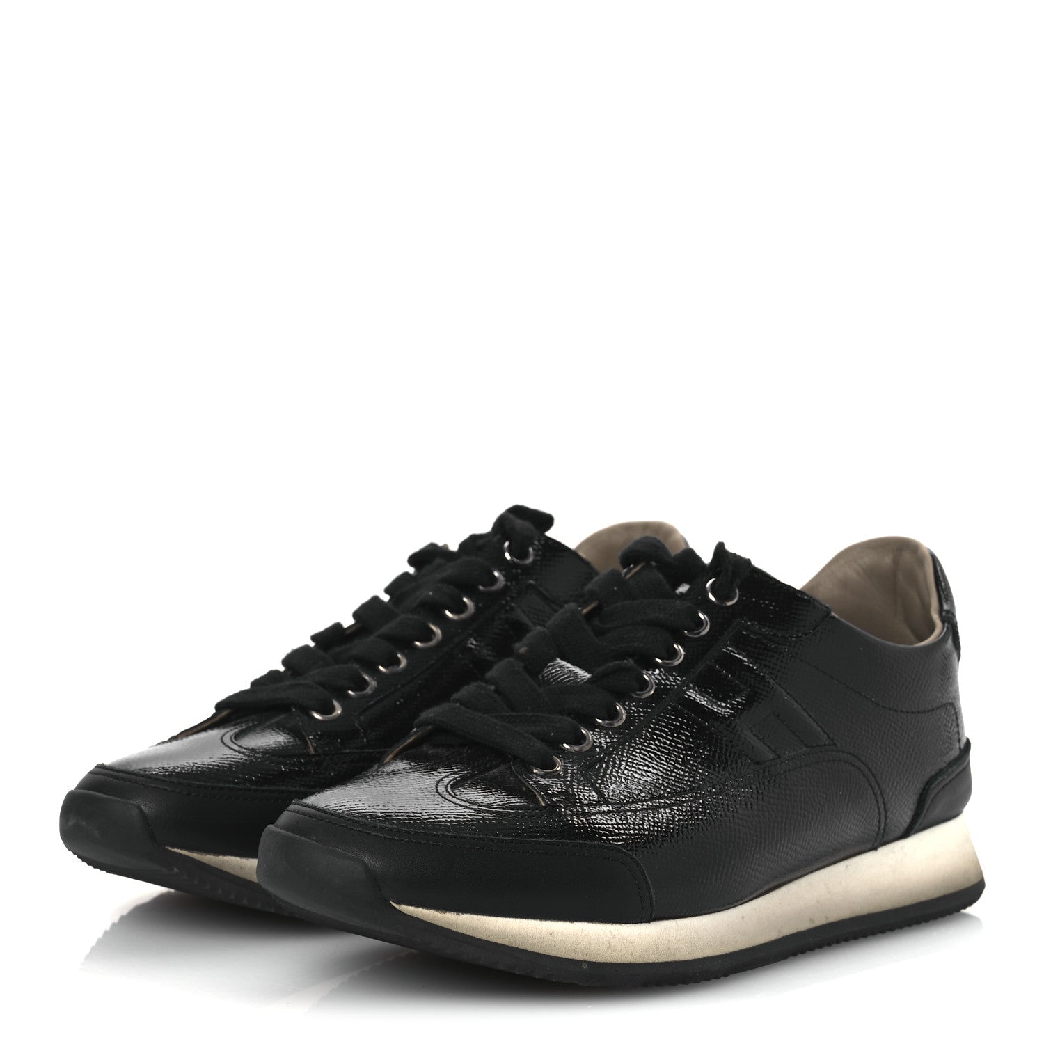 Patent Epsom Calfskin Trail Sneakers 37 Black