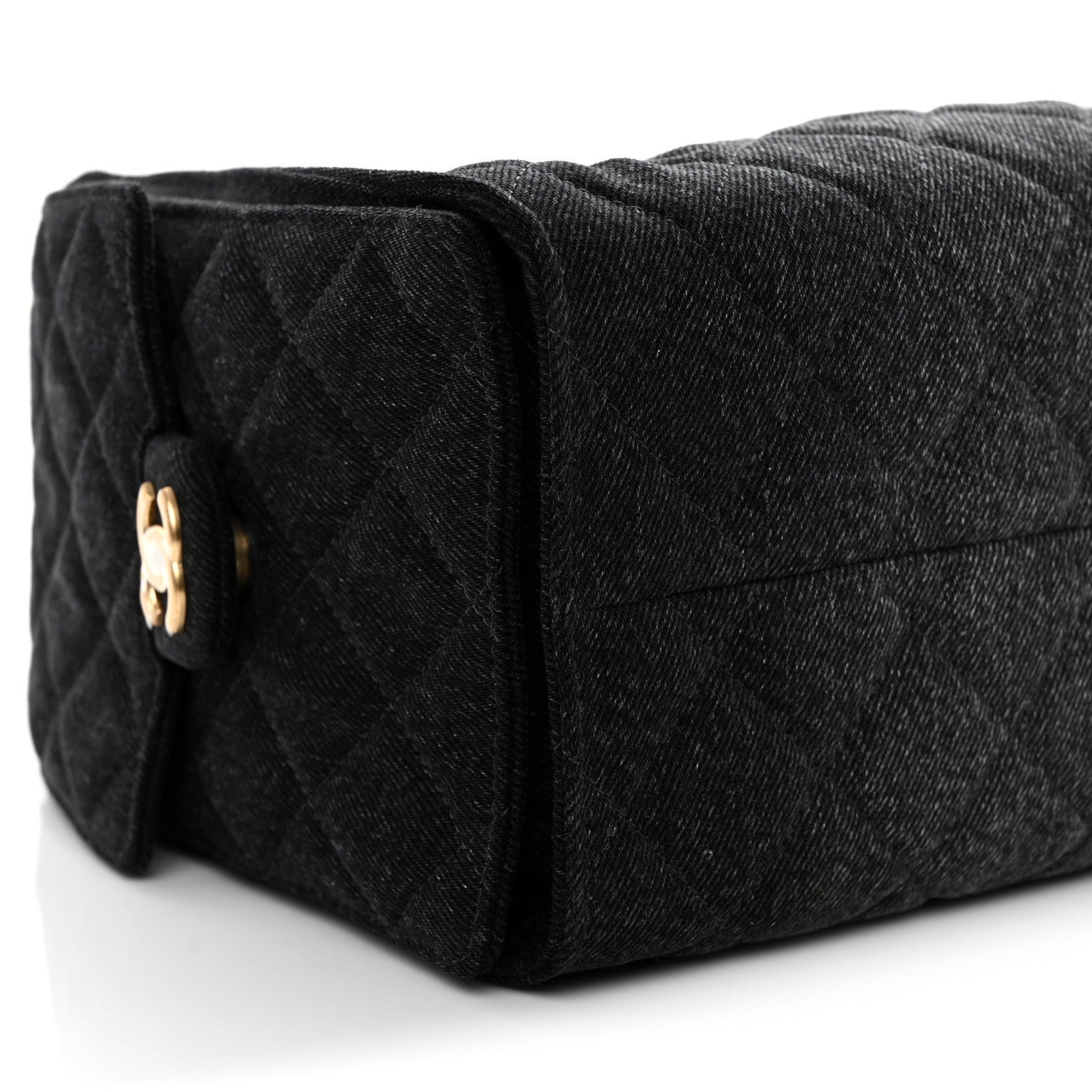 Washed Denim Quilted Small Chanel 25 Handbag Black