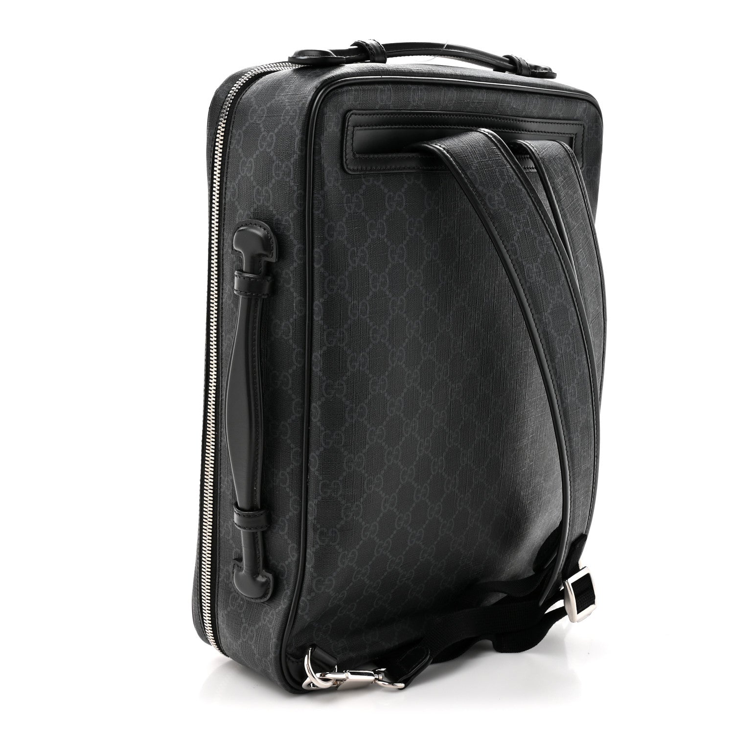 GG Supreme Monogram Briefcase Backpack Black Grey